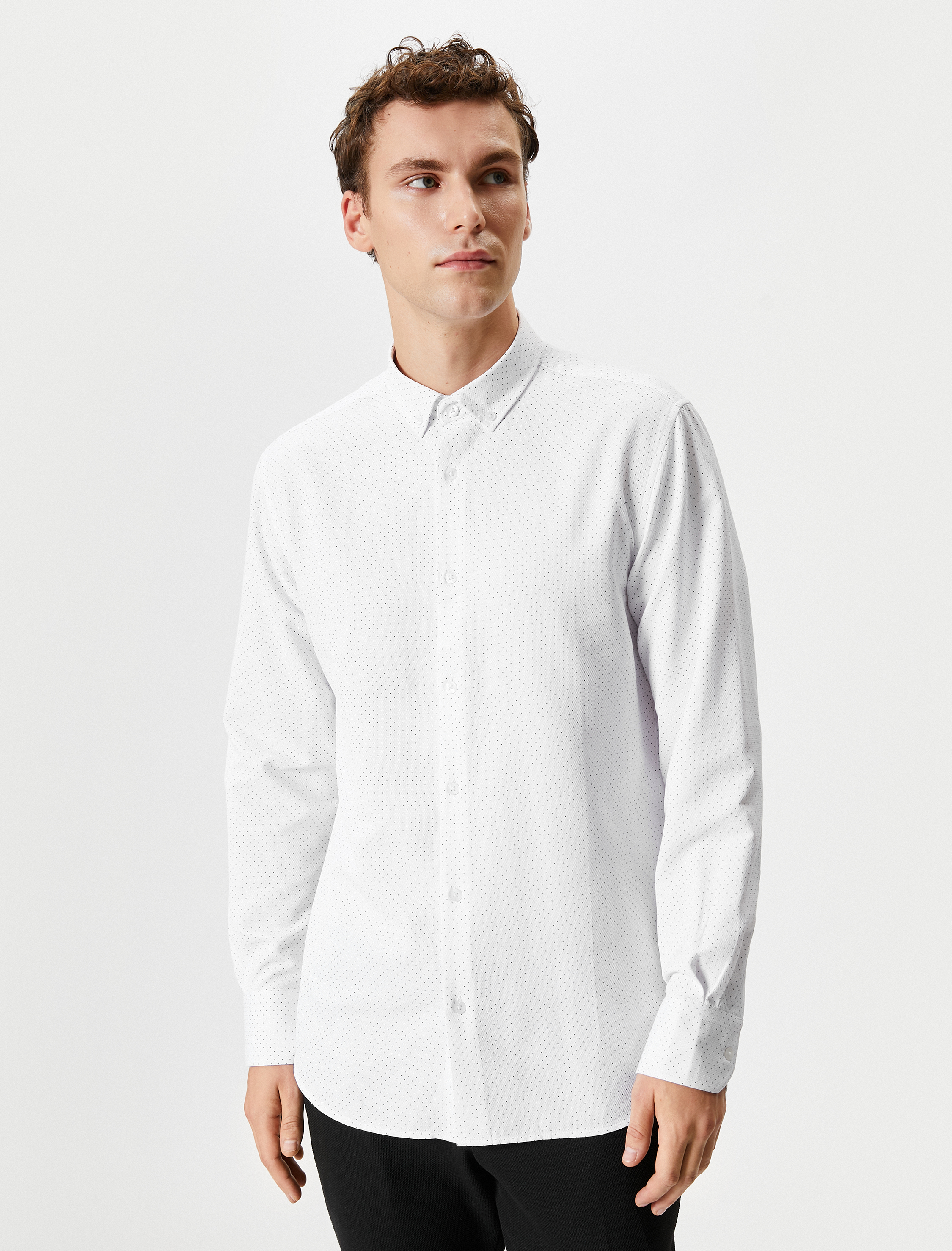   Puantiyeli Gömlek Uzun Kollu Klasik Yaka Düğmeli Regular Fit