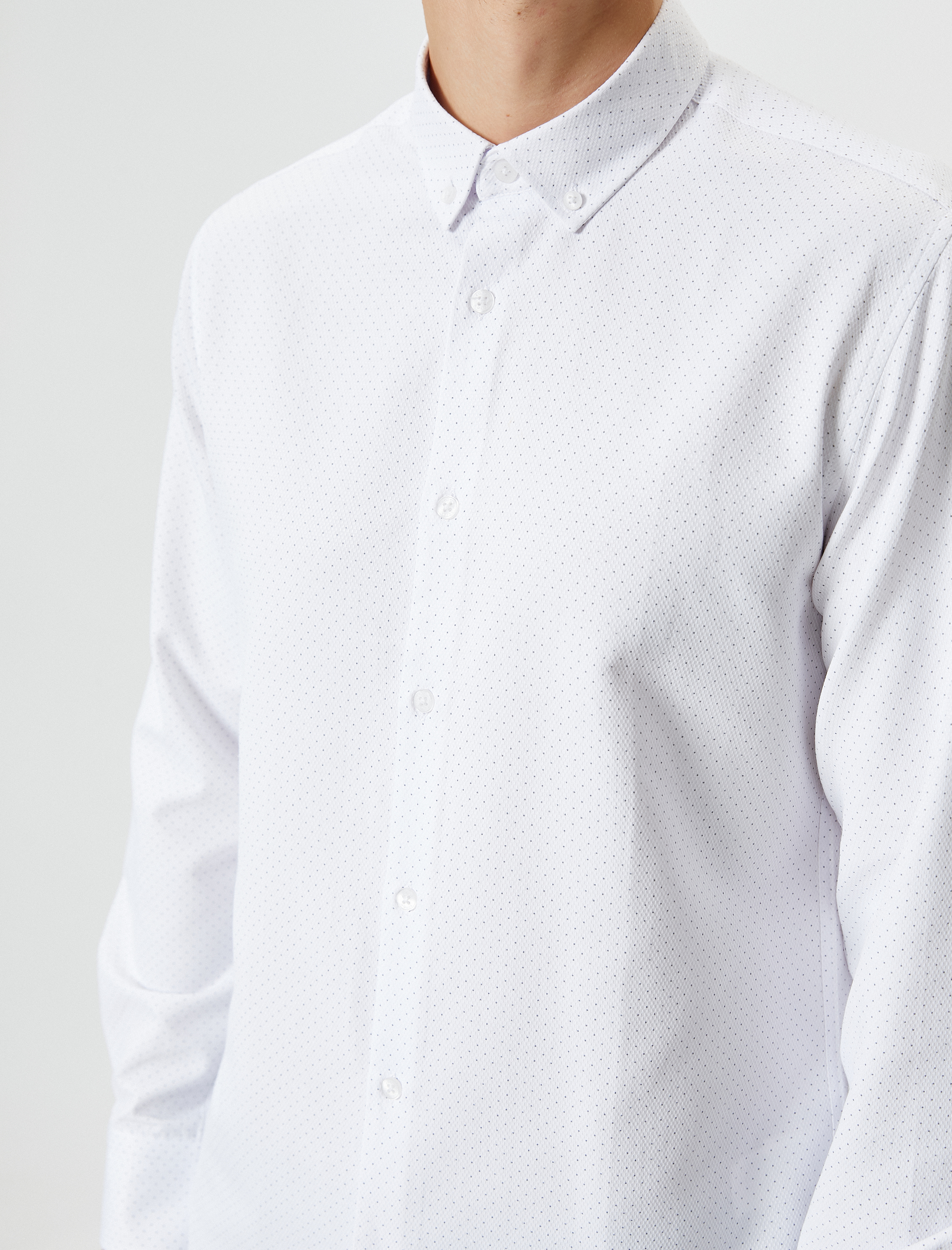   Puantiyeli Gömlek Uzun Kollu Klasik Yaka Düğmeli Regular Fit