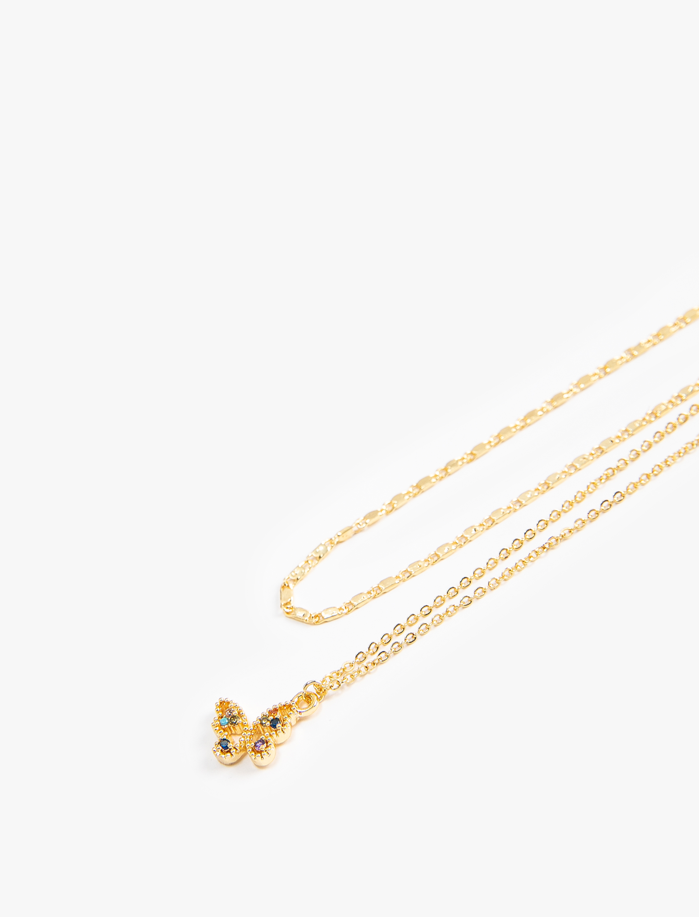  Kadın Kelebek Kolye 2 Sıralı Zincir