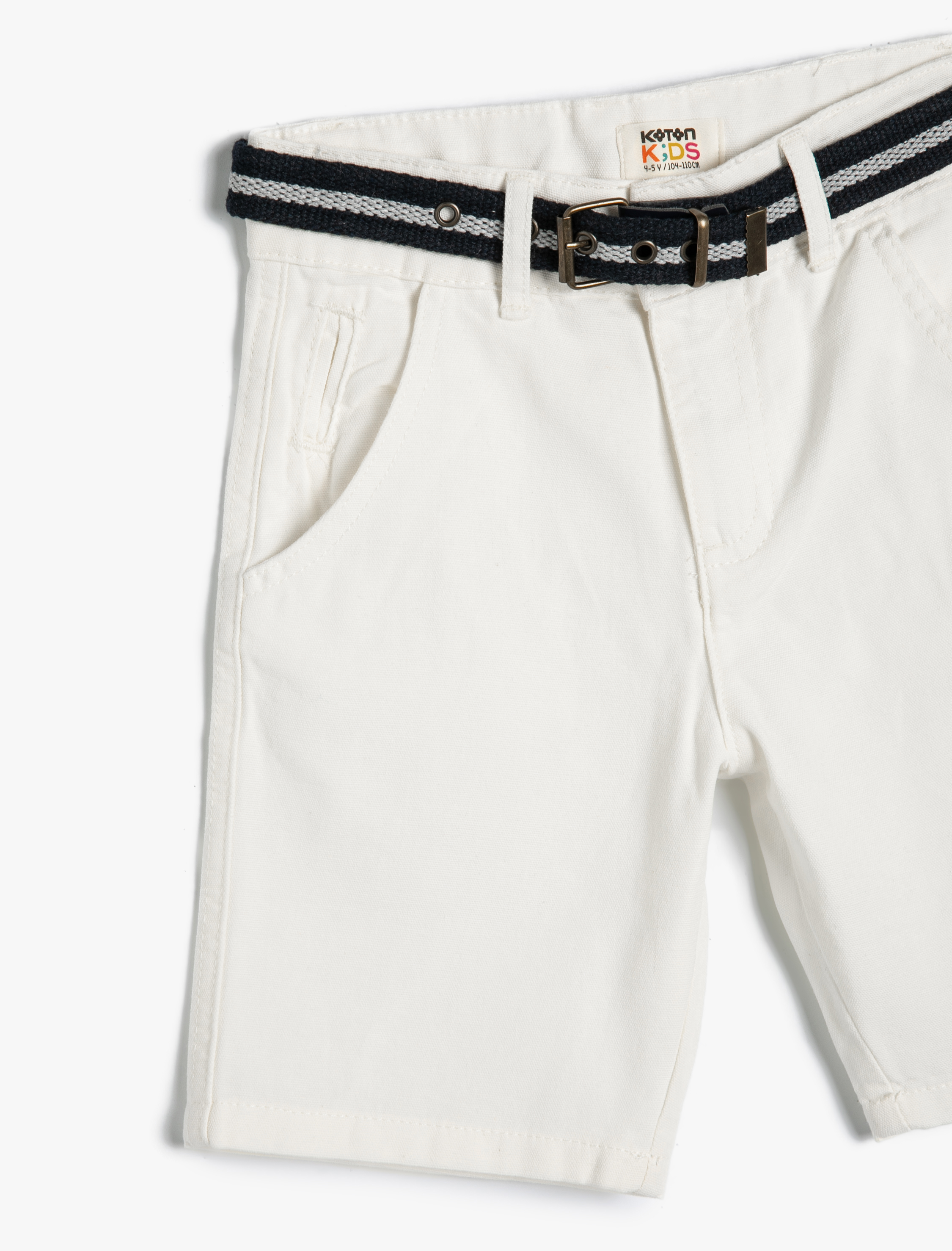  Erkek Çocuk Basic Chino Şort Kemer Detaylı Cepli Pamuklu