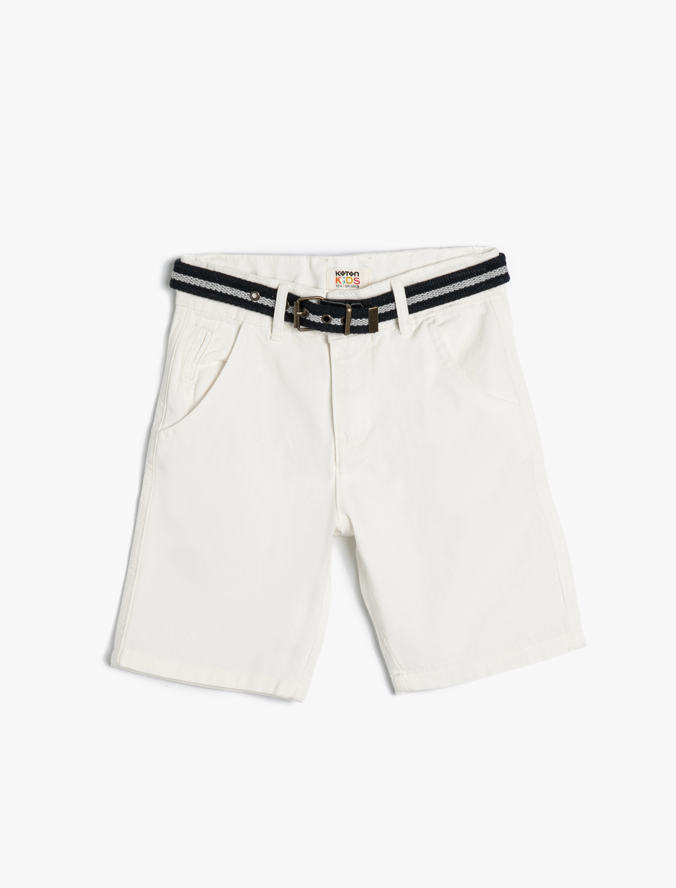  Erkek Çocuk Basic Chino Şort Kemer Detaylı Cepli Pamuklu