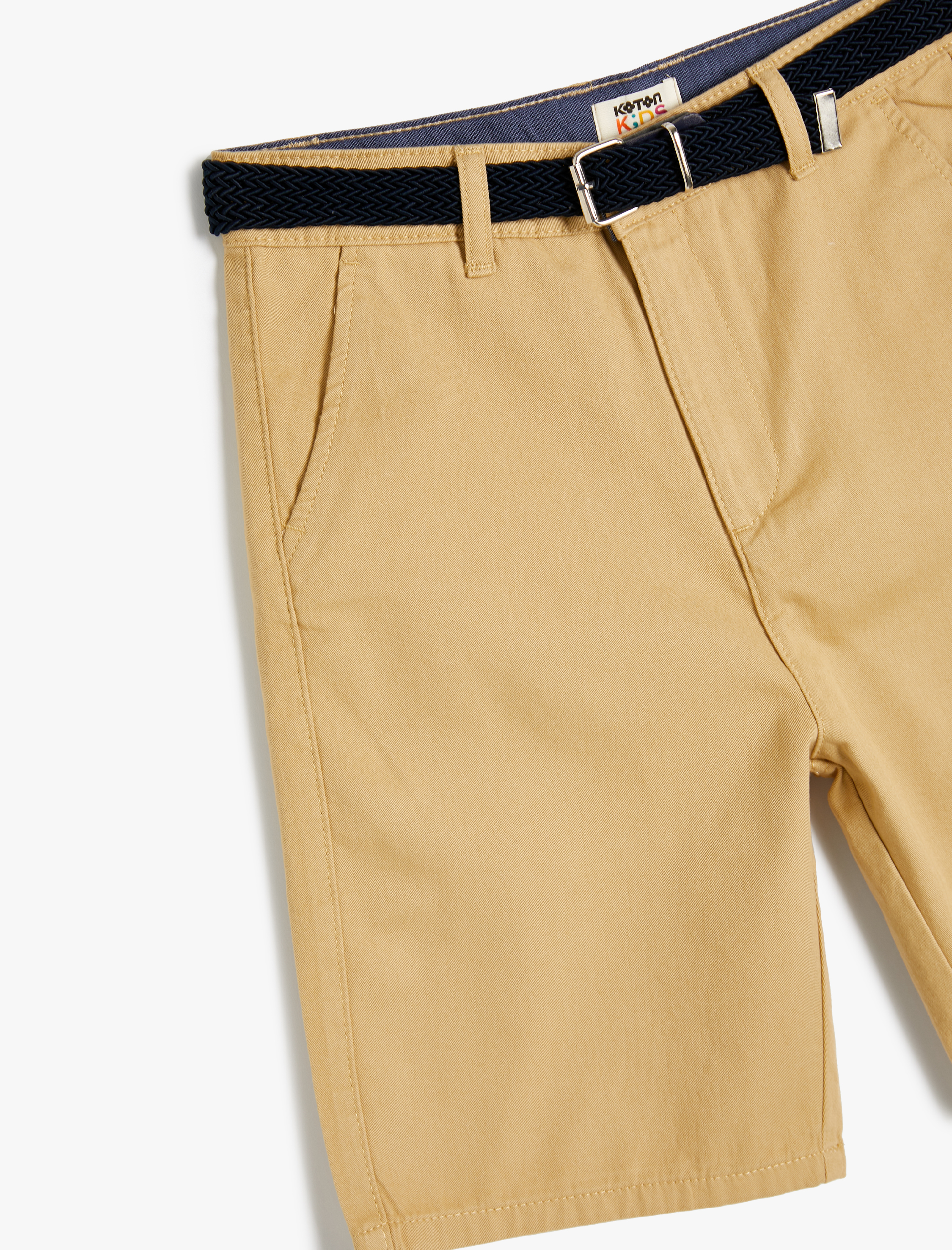  Erkek Çocuk Chino Şort Kemer Detaylı Cepli Pamuklu