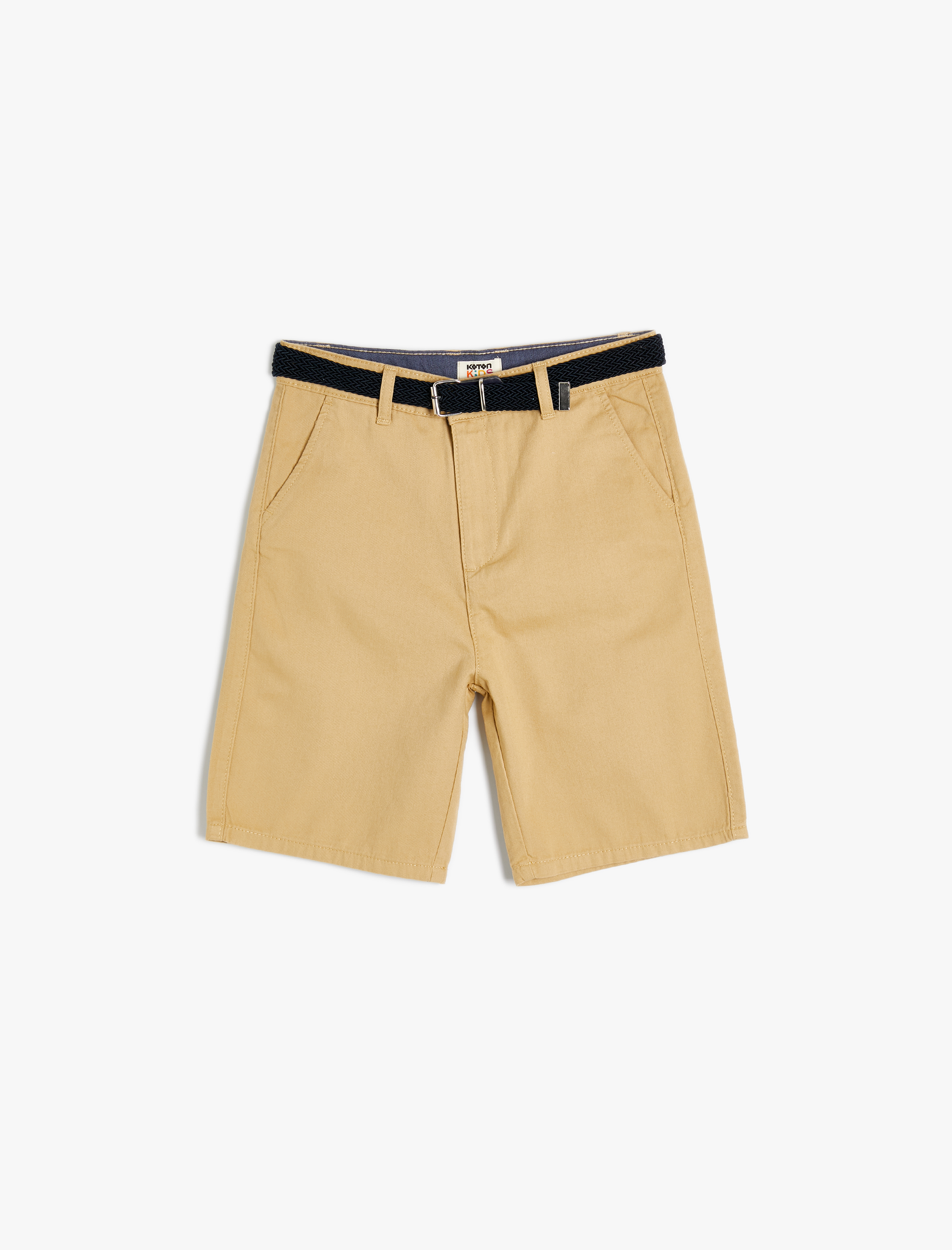  Erkek Çocuk Chino Şort Kemer Detaylı Cepli Pamuklu