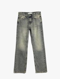 Yüksek Bel Straight Jean Kot Pantolon Düz Paça Normal Kesim - Eve Jean