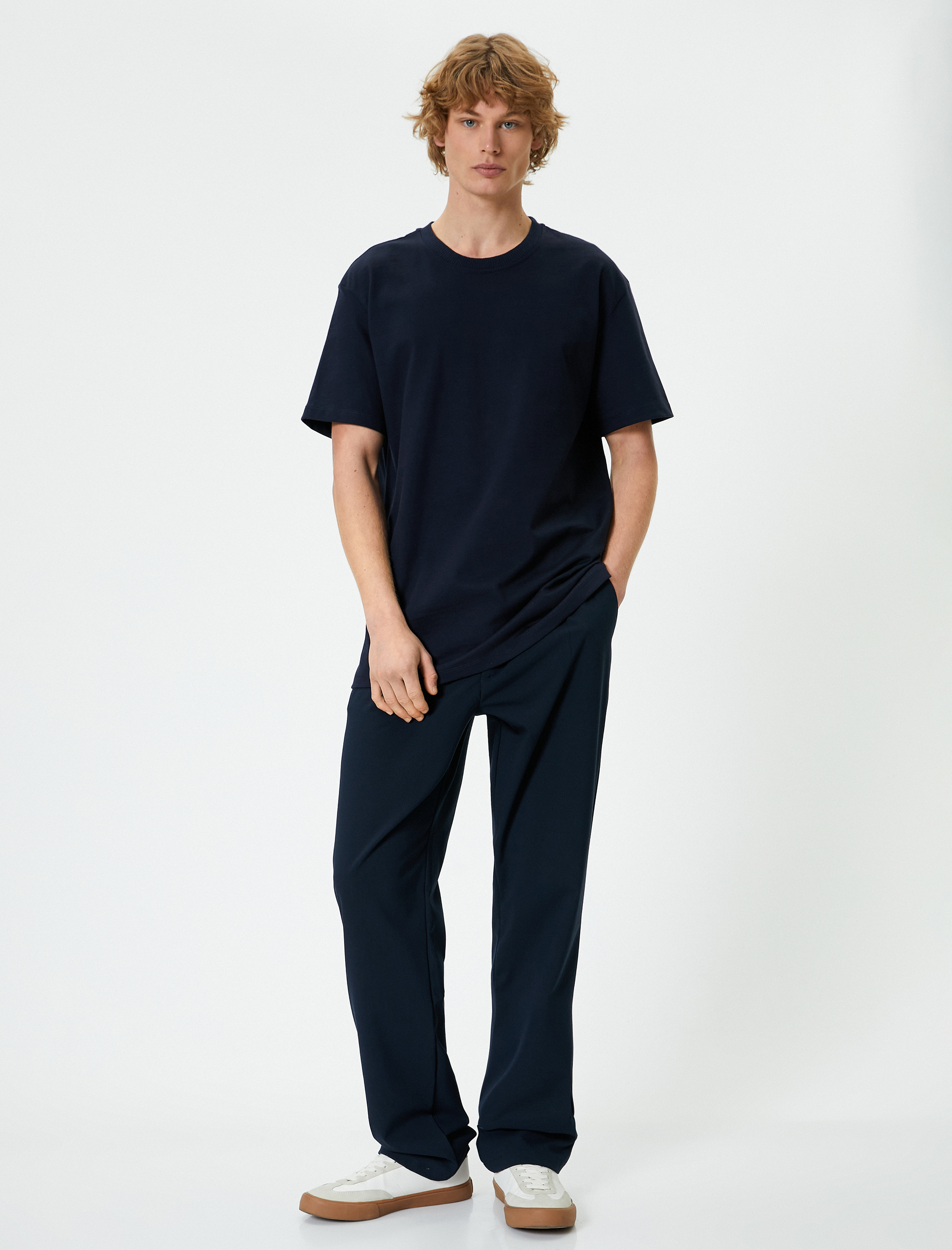   Basic Tişört Bisiklet Yaka Kısa Kollu Pamuklu