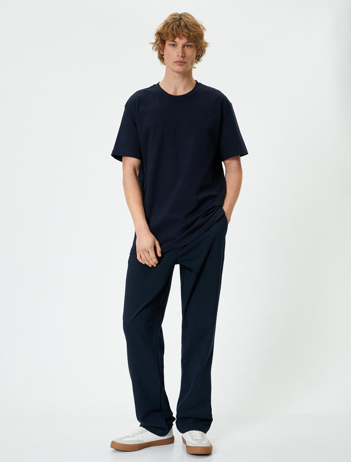  Basic Tişört Bisiklet Yaka Kısa Kollu Pamuklu