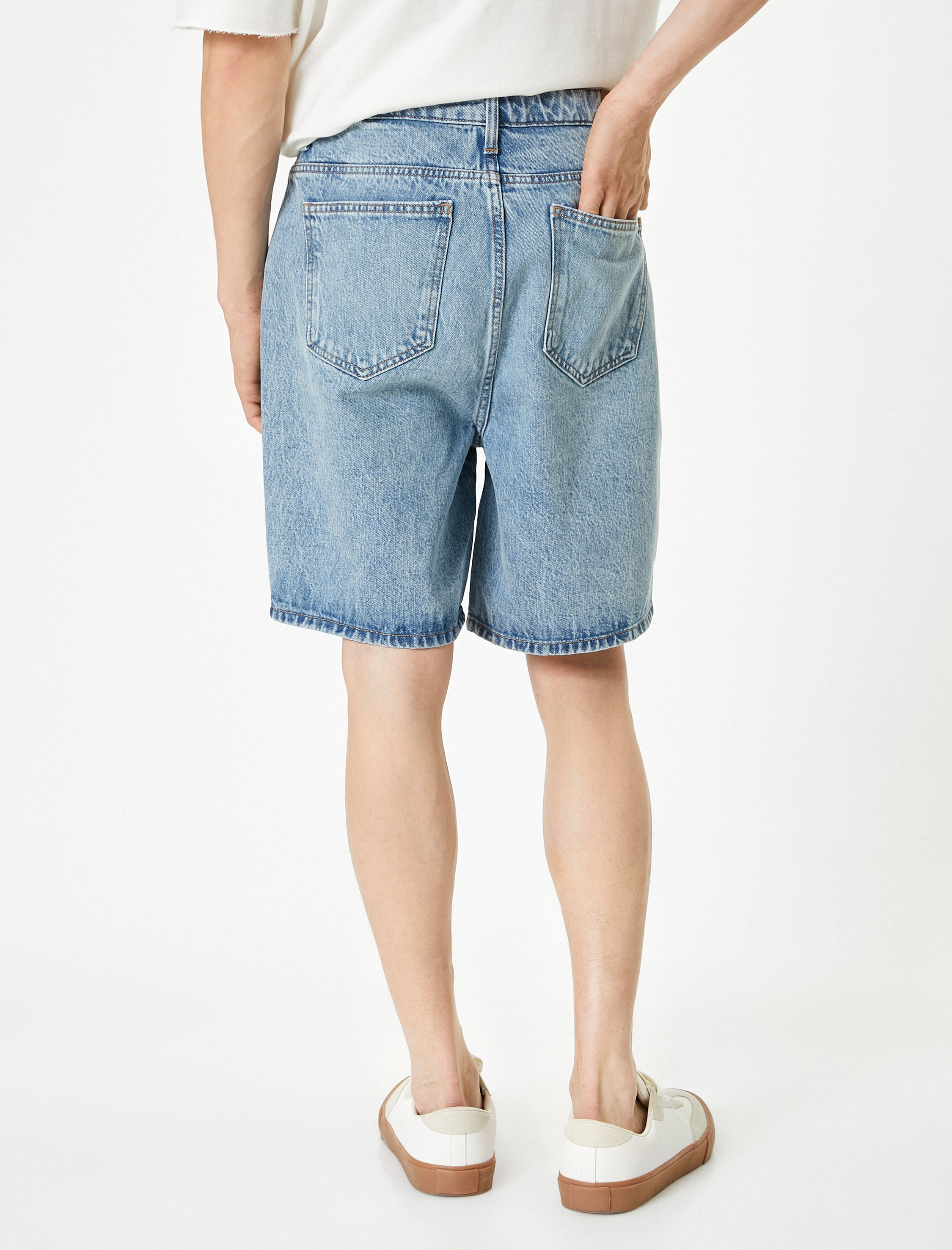 Oversize Kot Şort Düğmeli Cep Detaylı