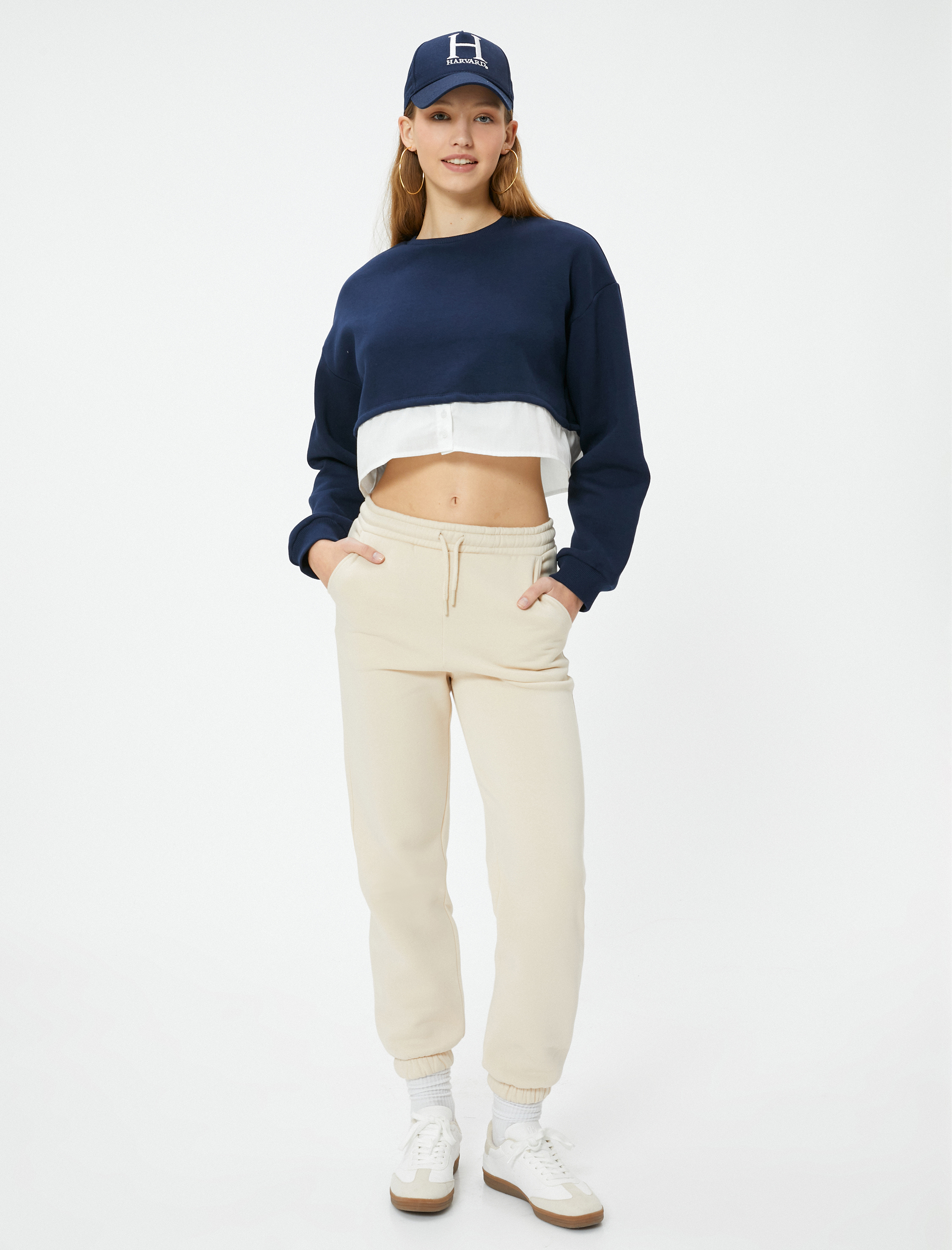   Şardonlu Jogger Eşofman Altı Beli Bağlamalı Cepli