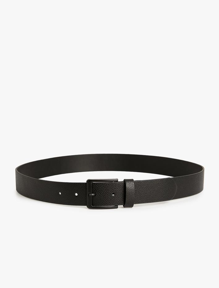 Erkek Kemer Deri Görünümlü Metal Toka Detaylı