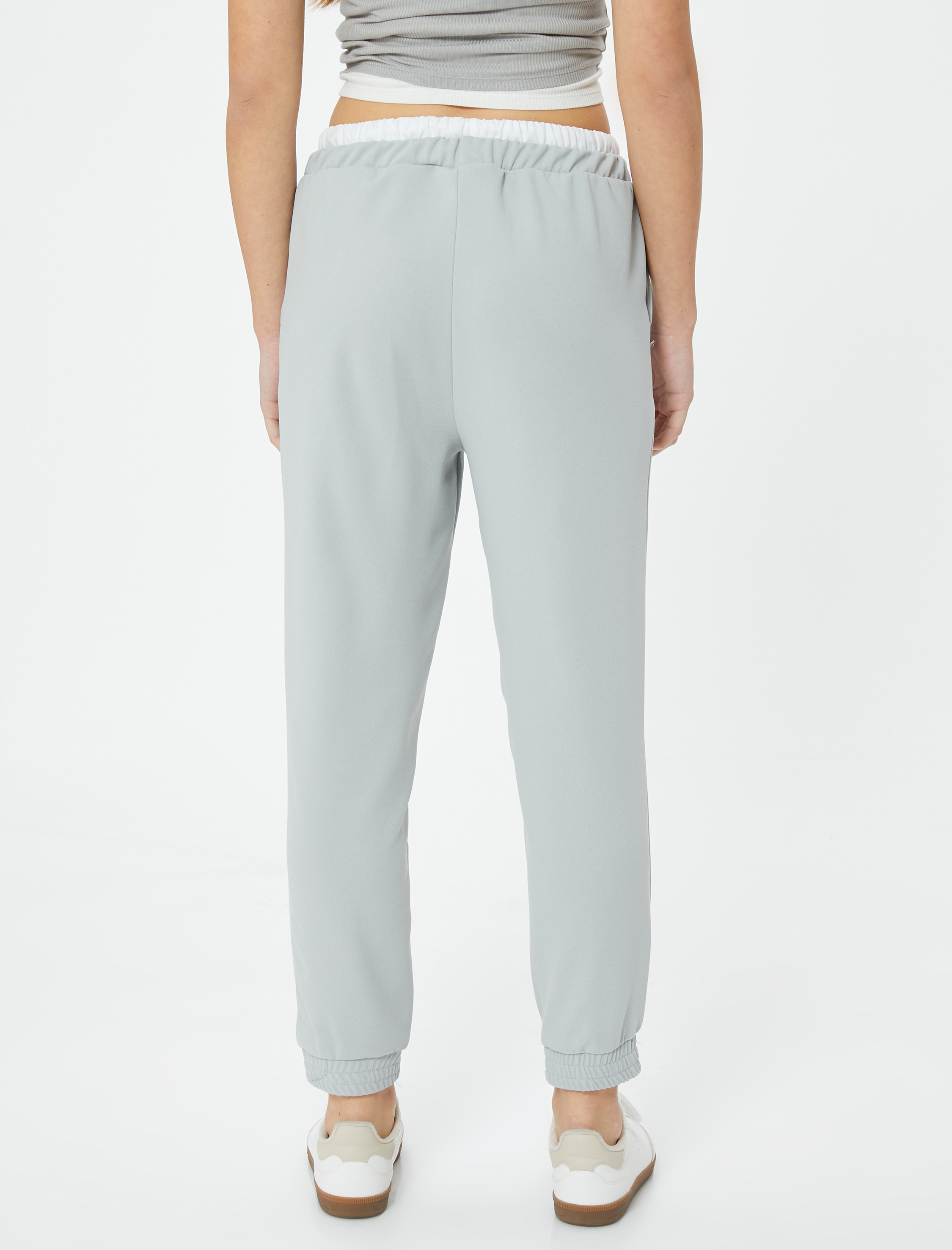   Jogger Pantolon Çift Bel Detaylı Bağlamalı Nervürlü