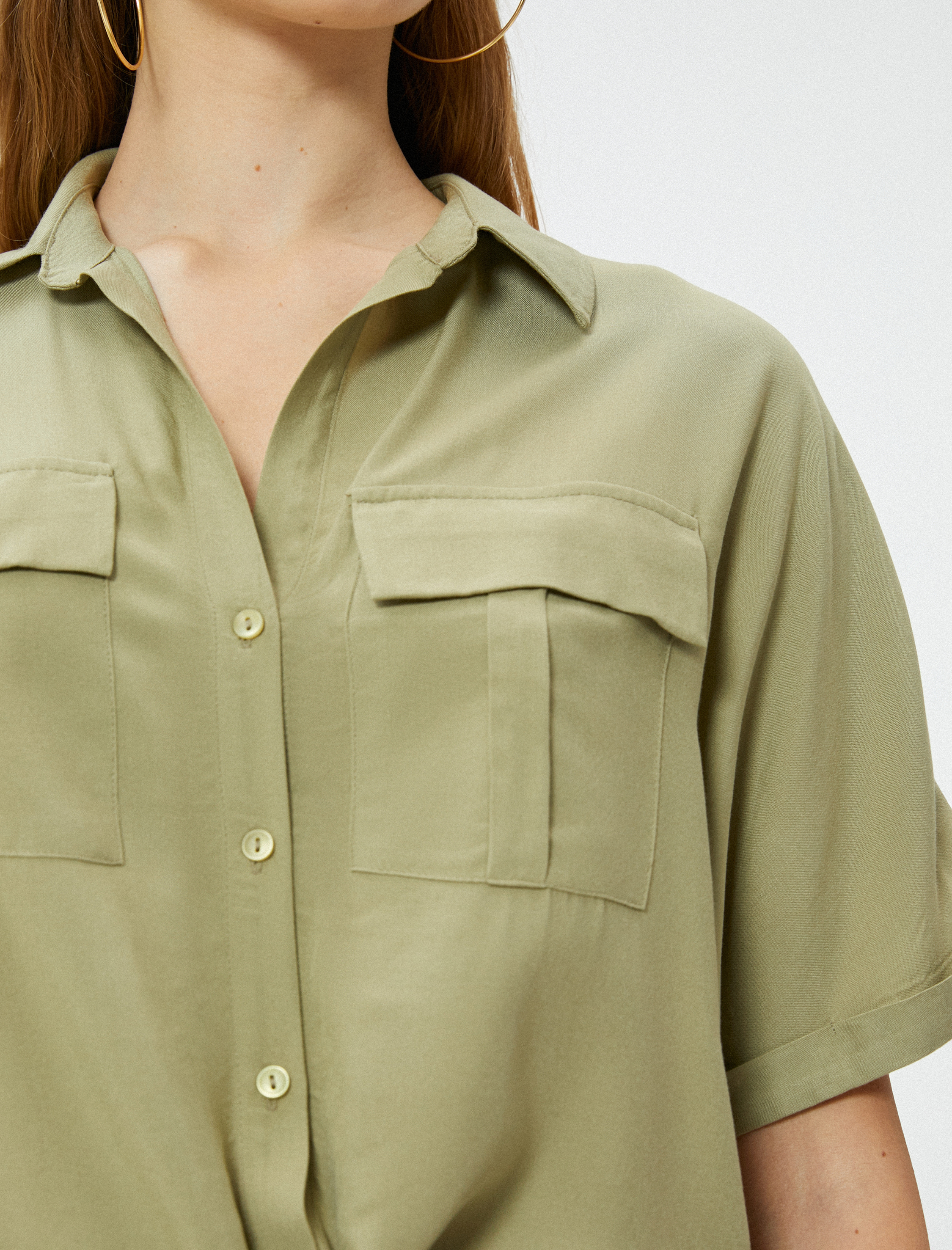   Kısa Kollu Oversize Gömlek