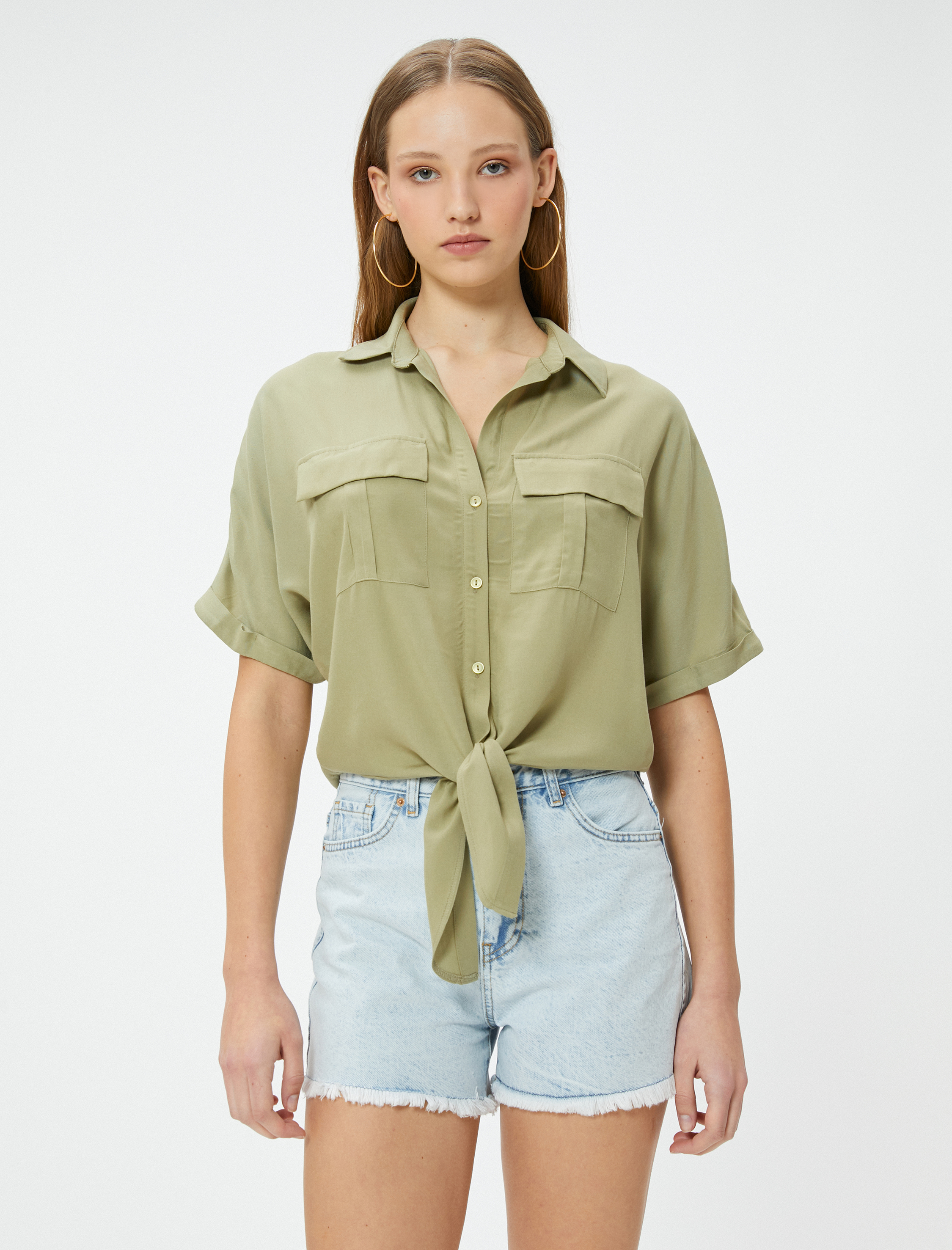   Kısa Kollu Oversize Gömlek