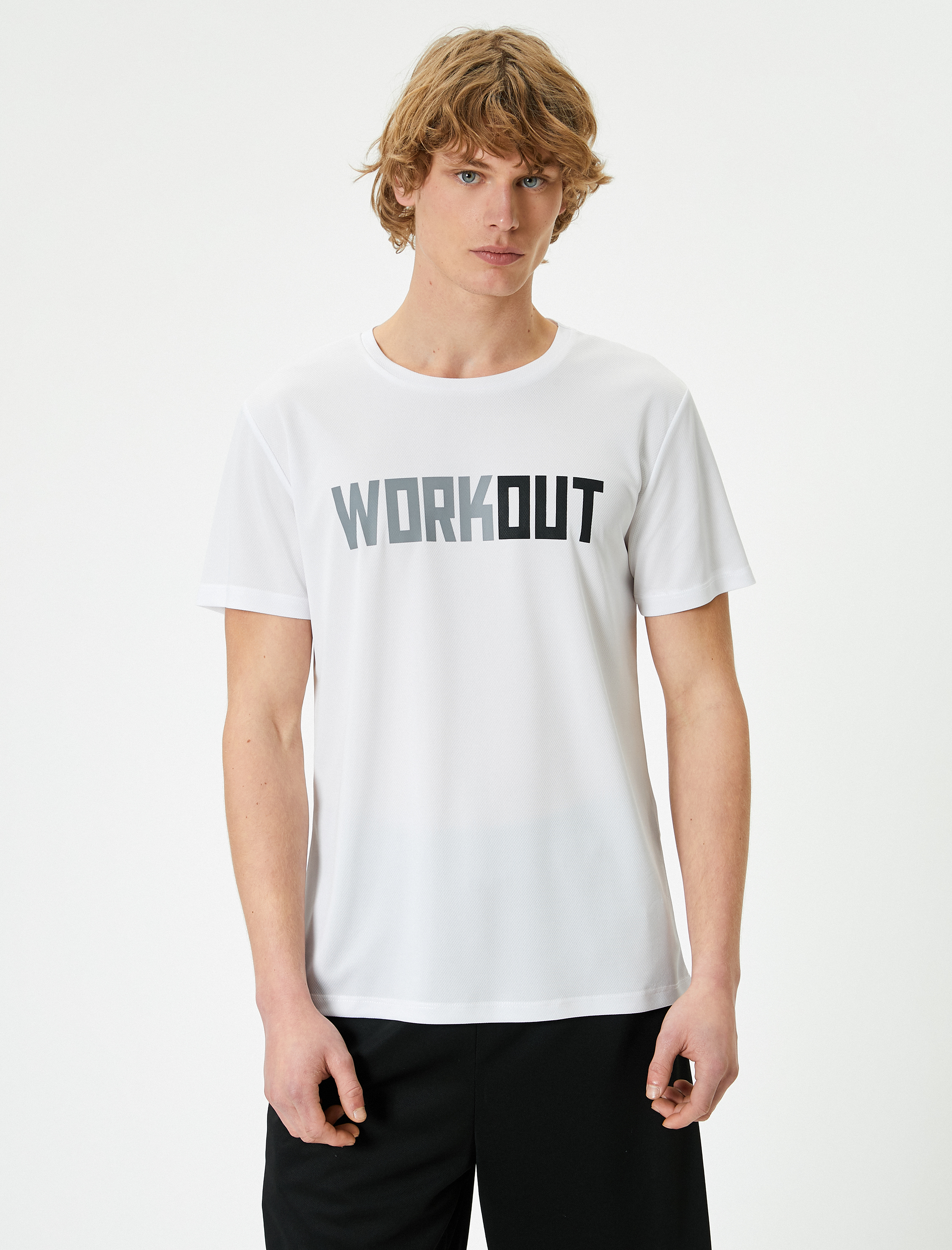   Spor Tişört Slogan Baskılı Bisiklet Yaka Kısa Kollu