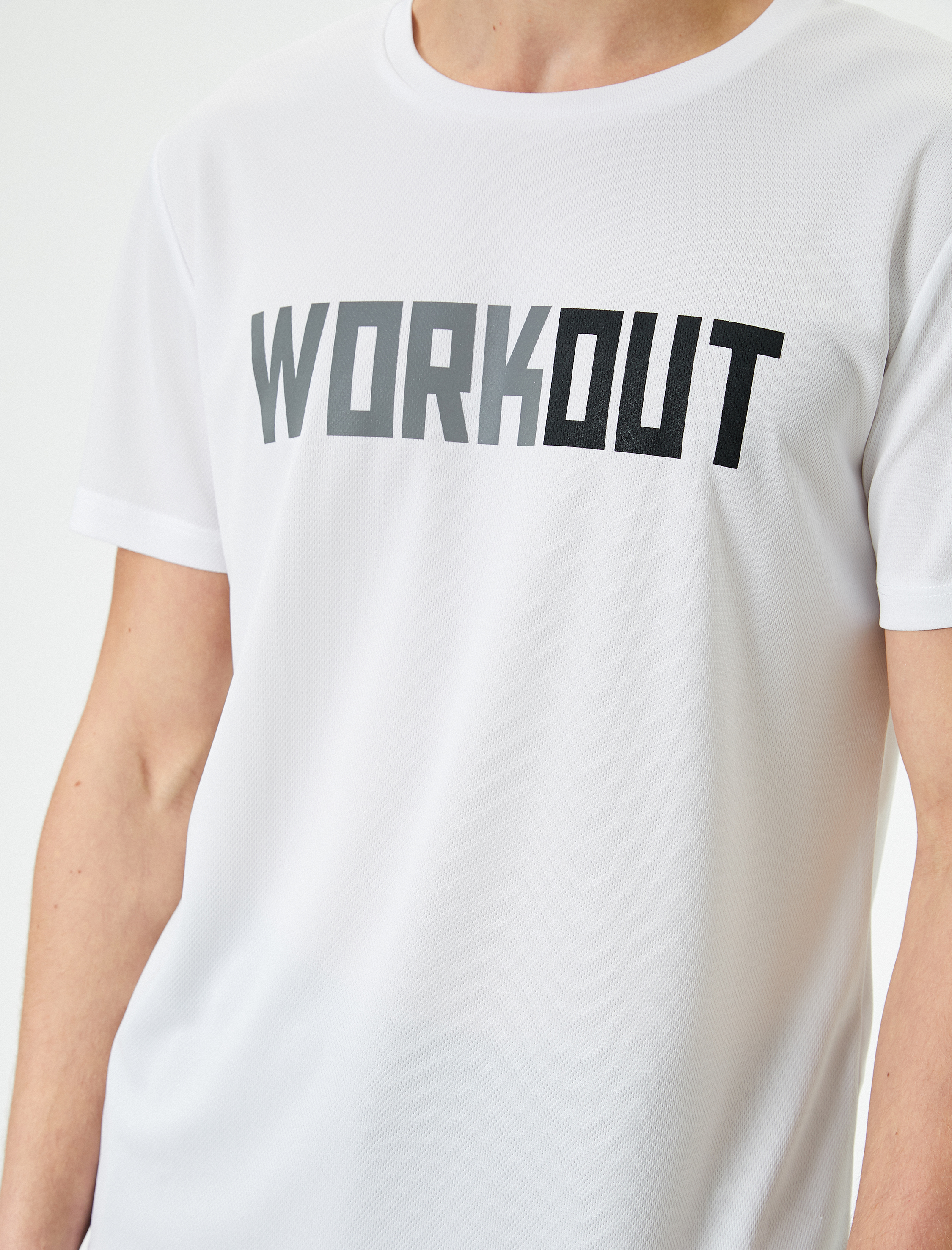   Spor Tişört Slogan Baskılı Bisiklet Yaka Kısa Kollu