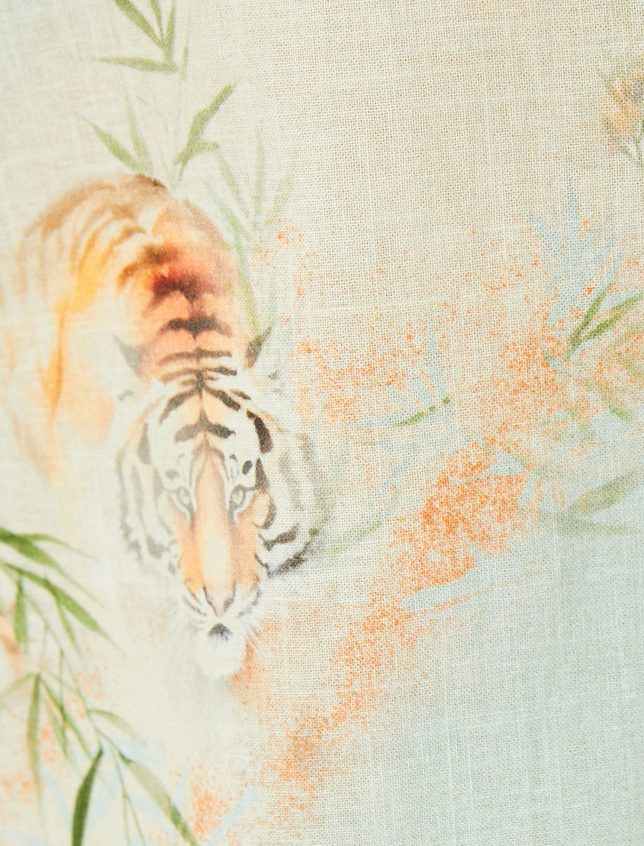   Kısa Kollu Gömlek Devrik Yaka Kaplan Desenli Pamuklu Regular Fit