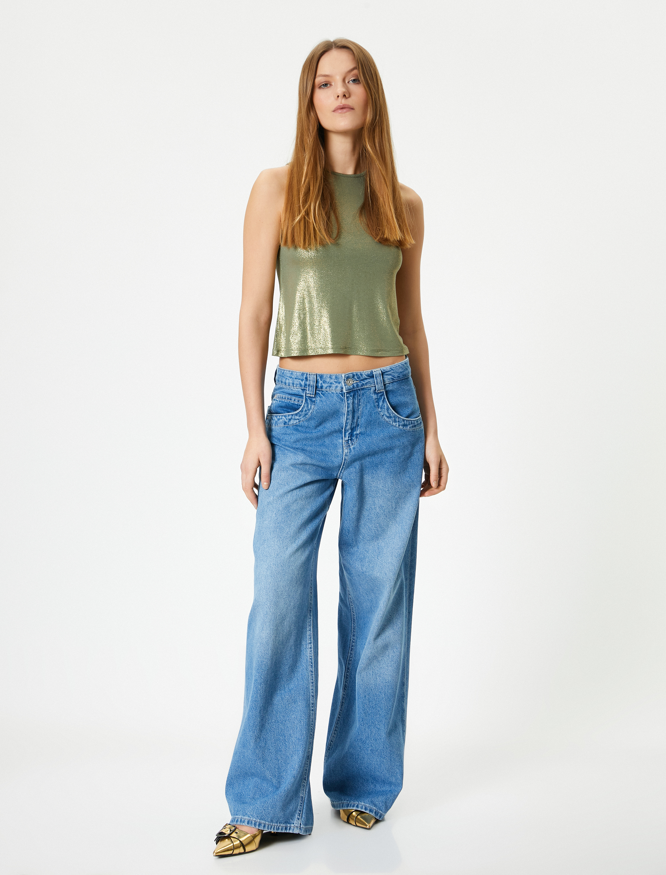   Halter Yaka Atlet Metalik Kolsuz