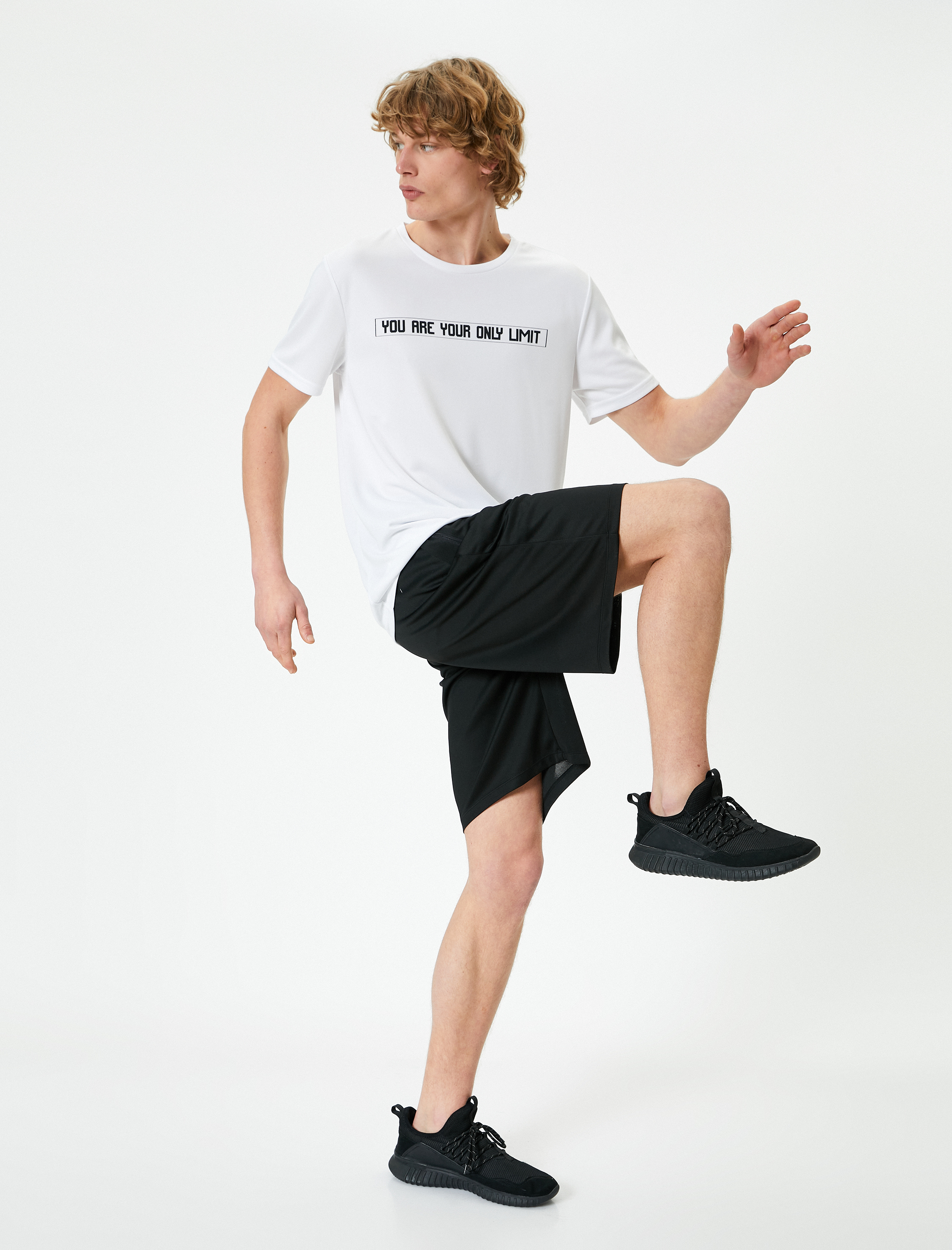   Spor Tişört Slogan Baskılı Bisiklet Yaka Kısa Kollu