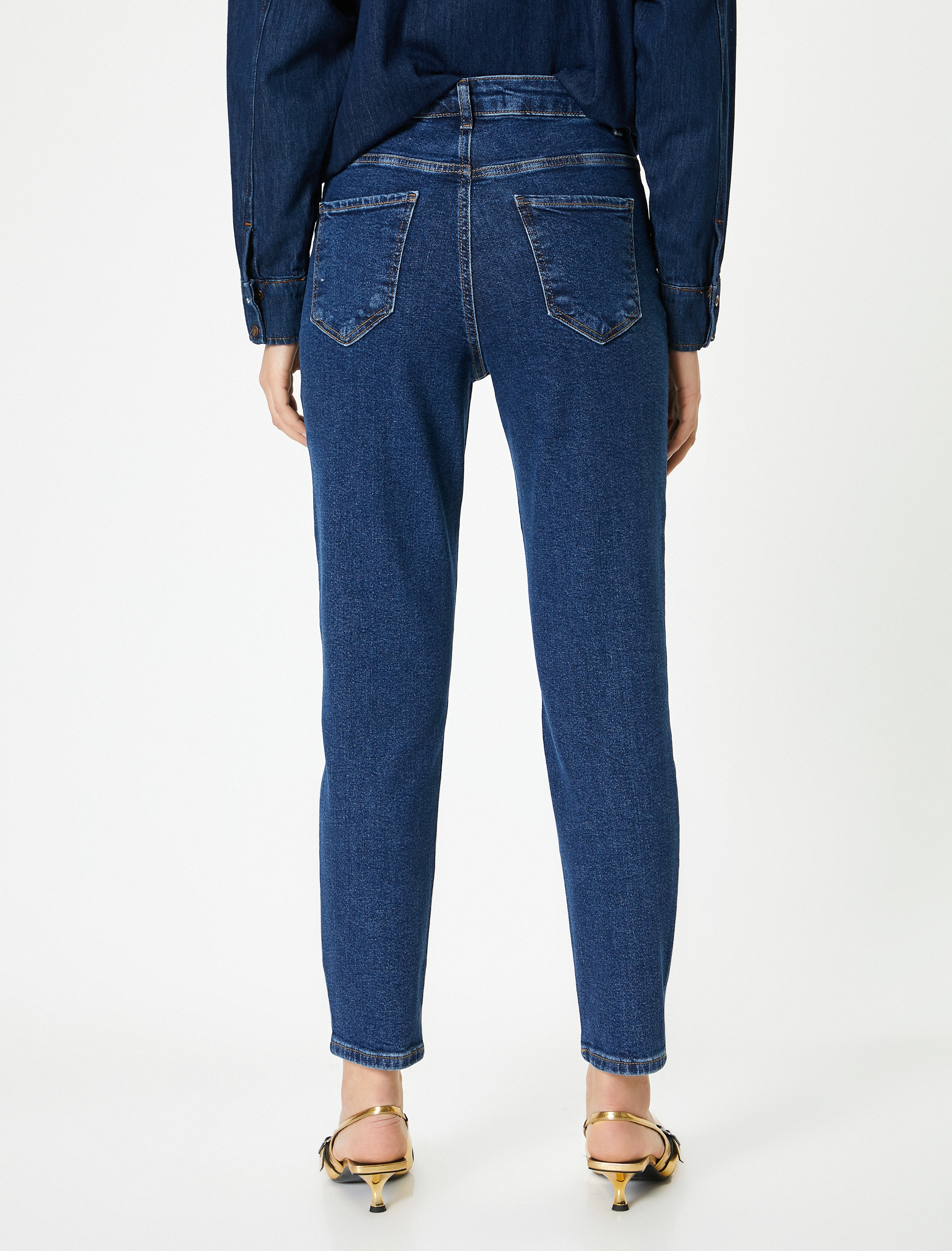   Dar Paça Kot Pantolon Pamuklu - Mom Slim Jeans