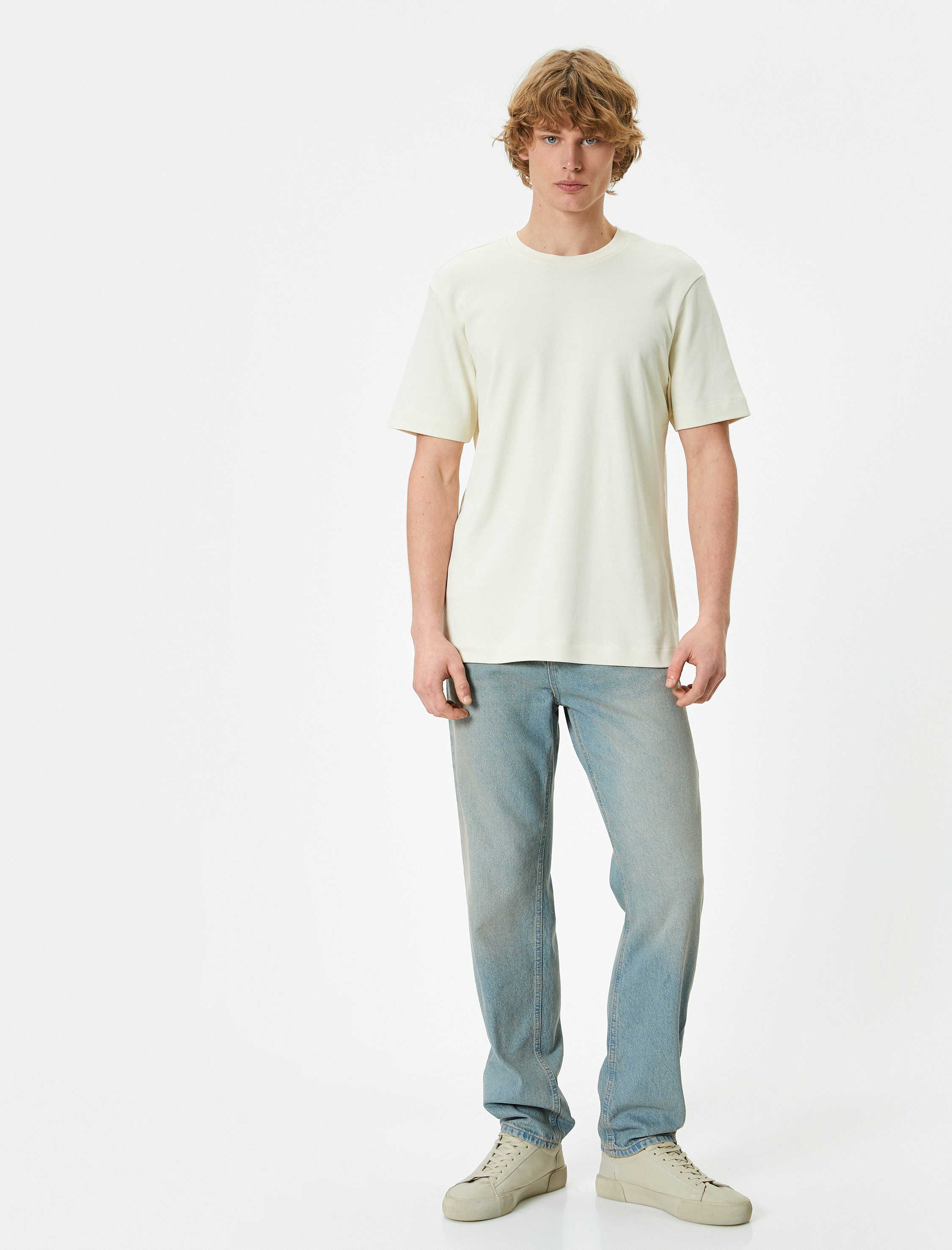 Basic Tişört Bisiklet Yaka Kısa Kollu Pamuklu