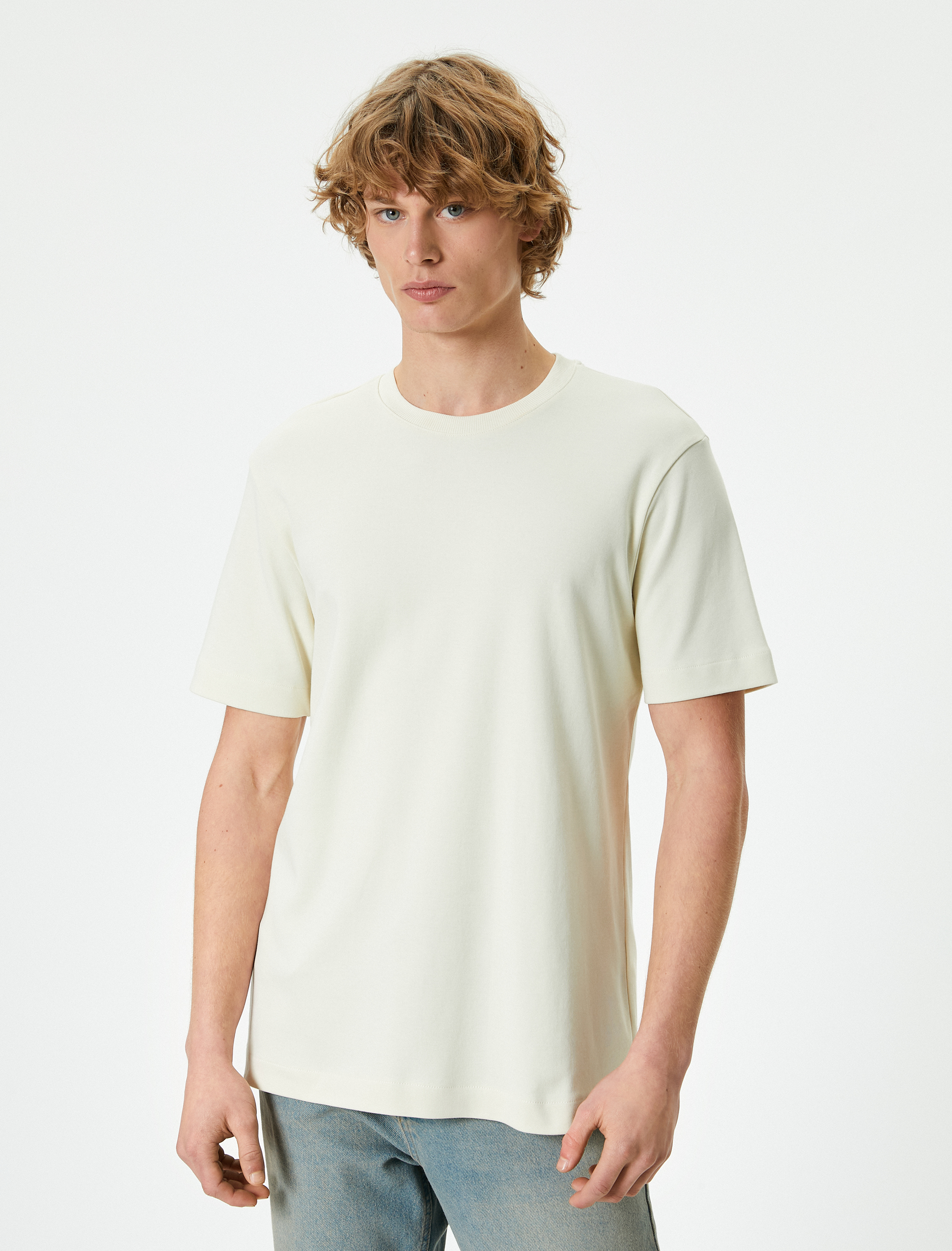 Basic Tişört Bisiklet Yaka Kısa Kollu Pamuklu