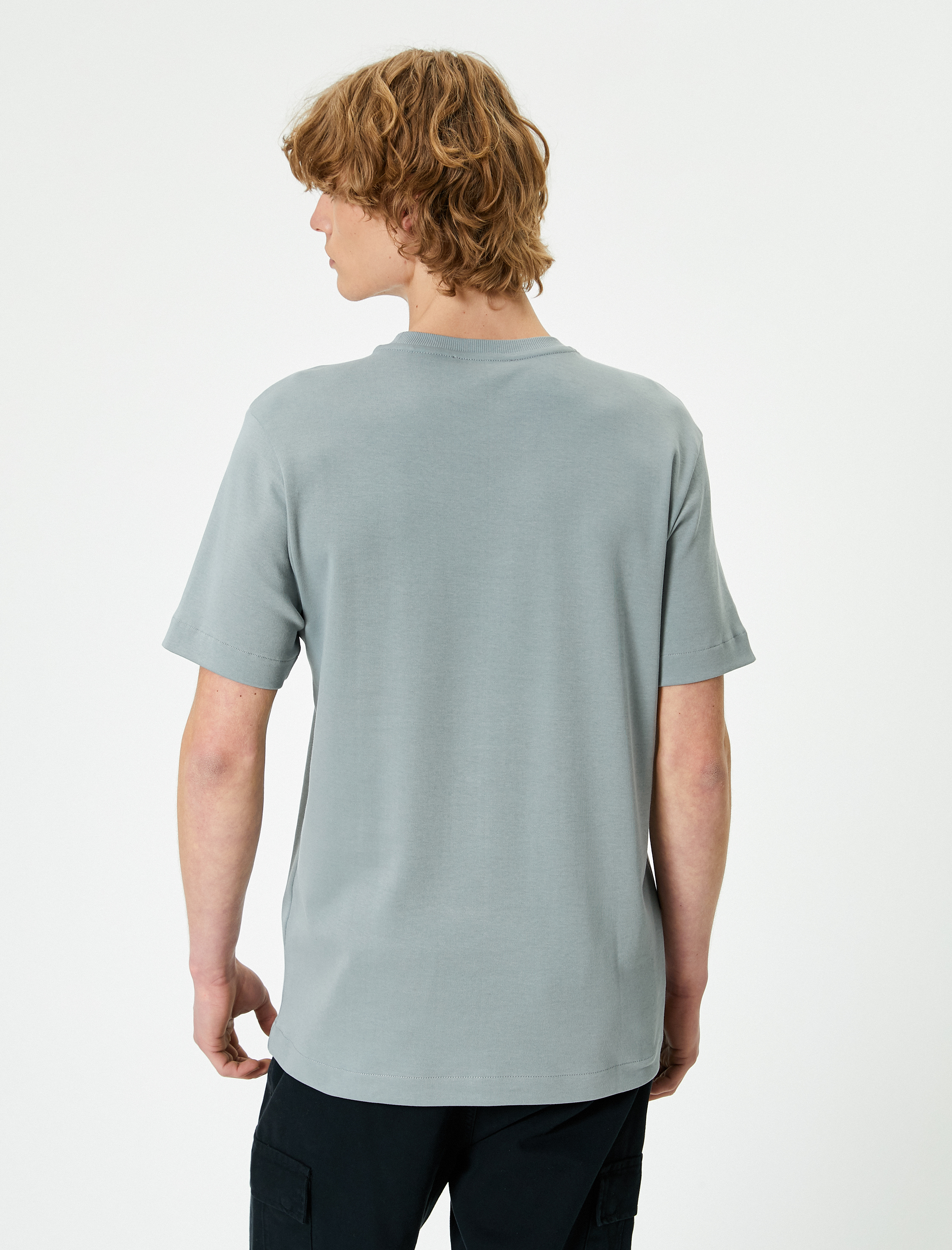   Basic Tişört Bisiklet Yaka Kısa Kollu Pamuklu