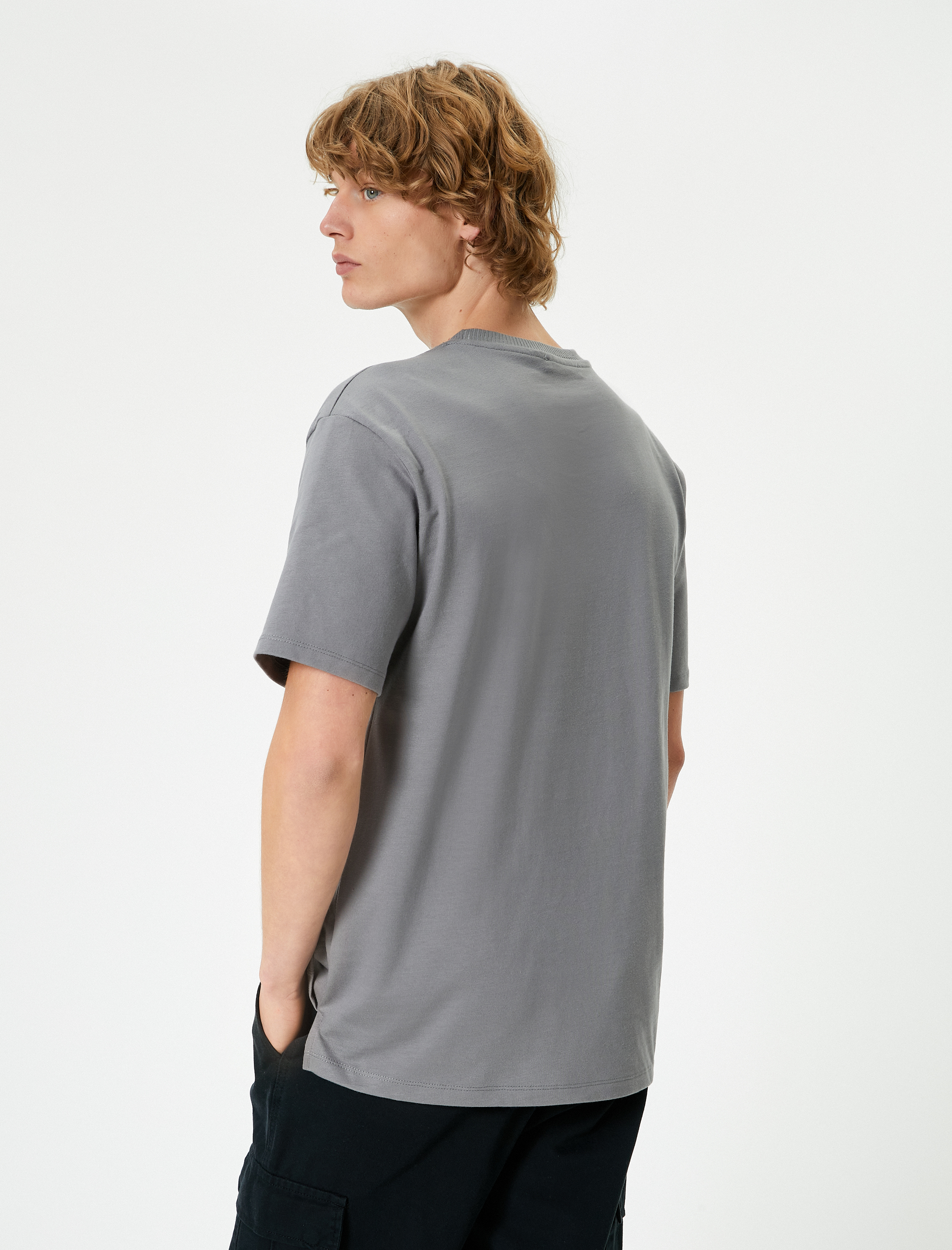   Basic Tişört Bisiklet Yaka Kısa Kollu Pamuklu