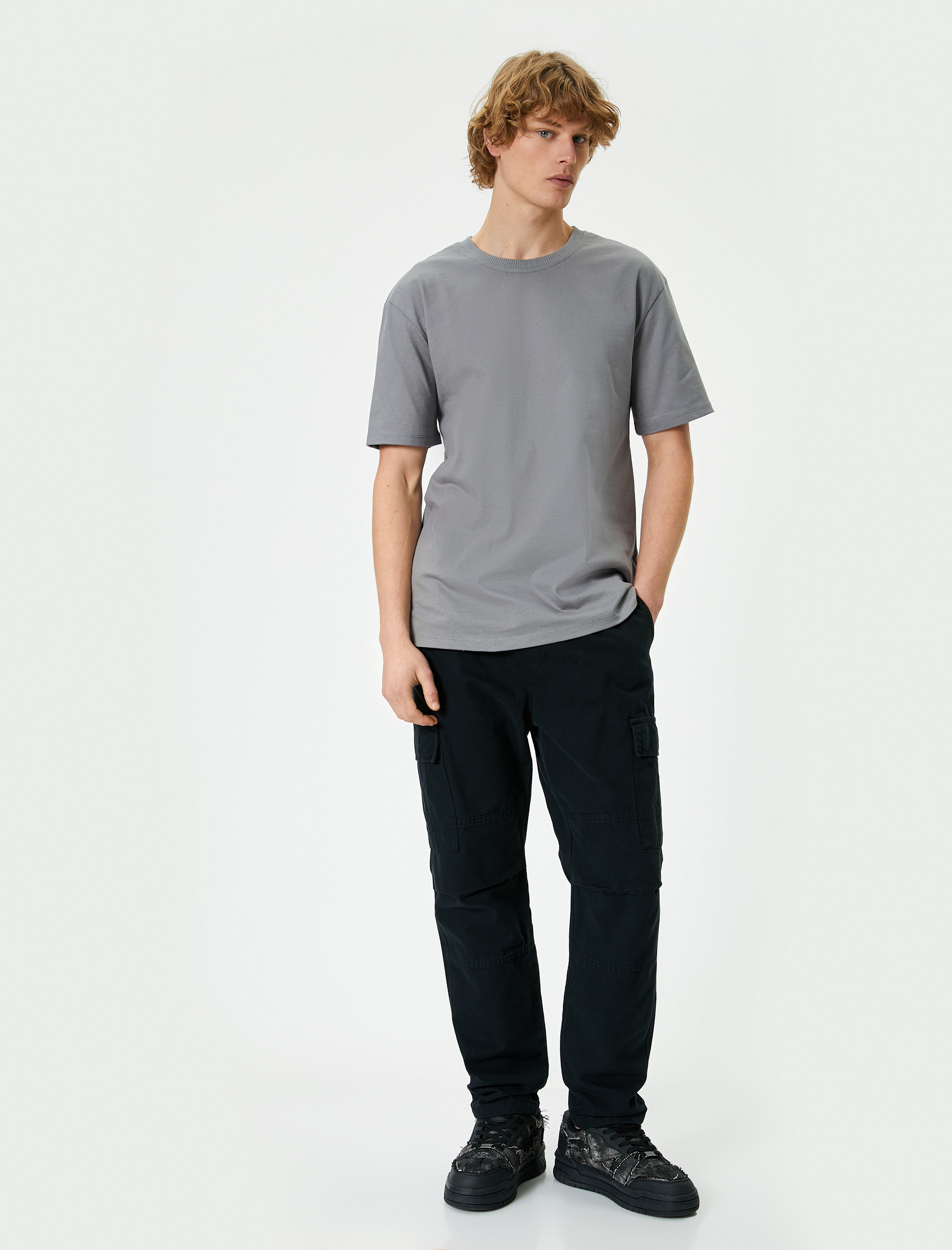   Basic Tişört Bisiklet Yaka Kısa Kollu Pamuklu