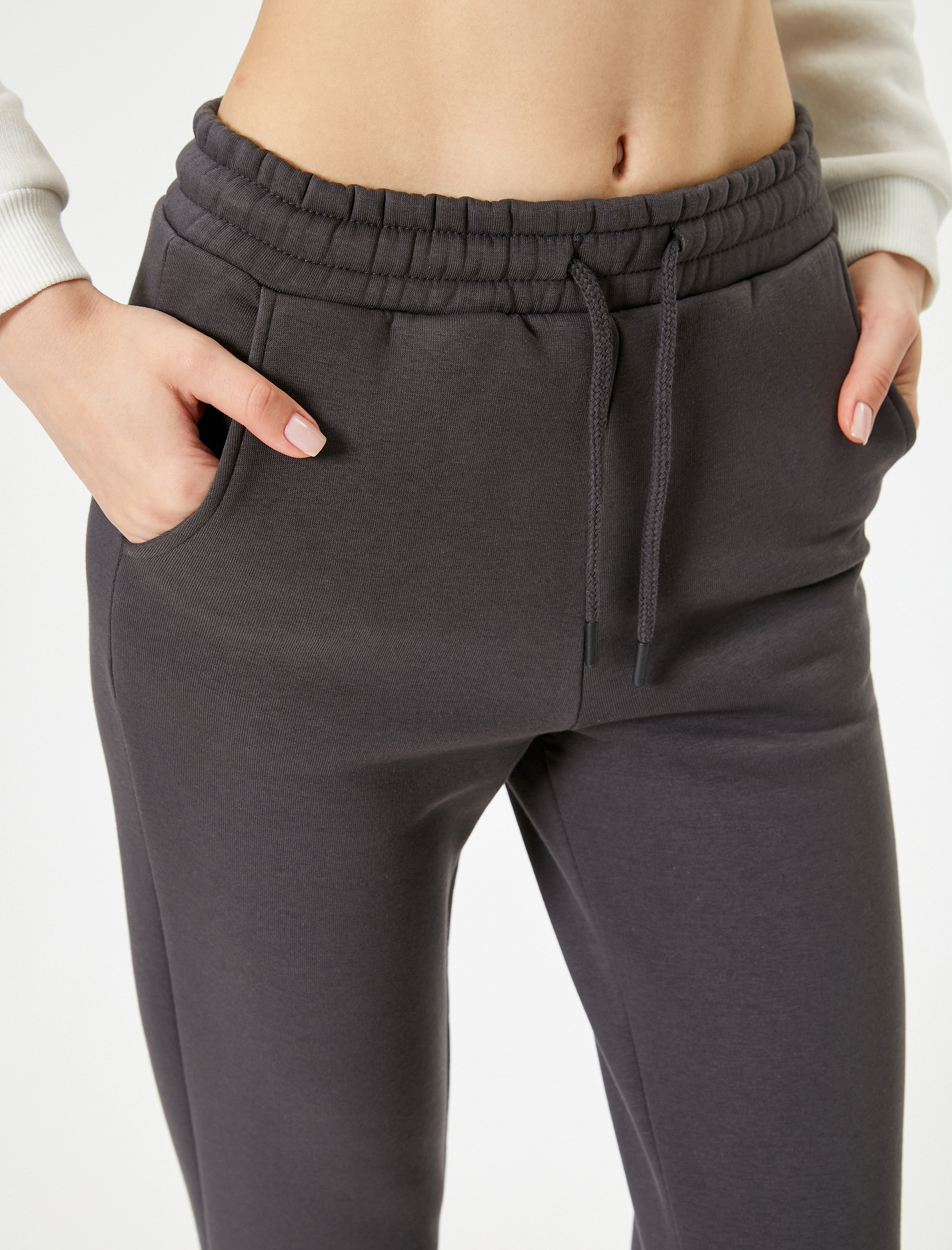 Şardonlu Jogger Eşofman Altı Beli Bağlamalı Cepli