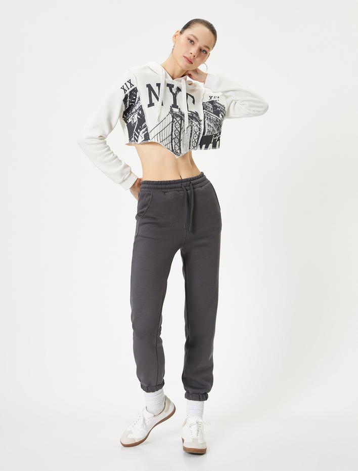  Şardonlu Jogger Eşofman Altı Beli Bağlamalı Cepli