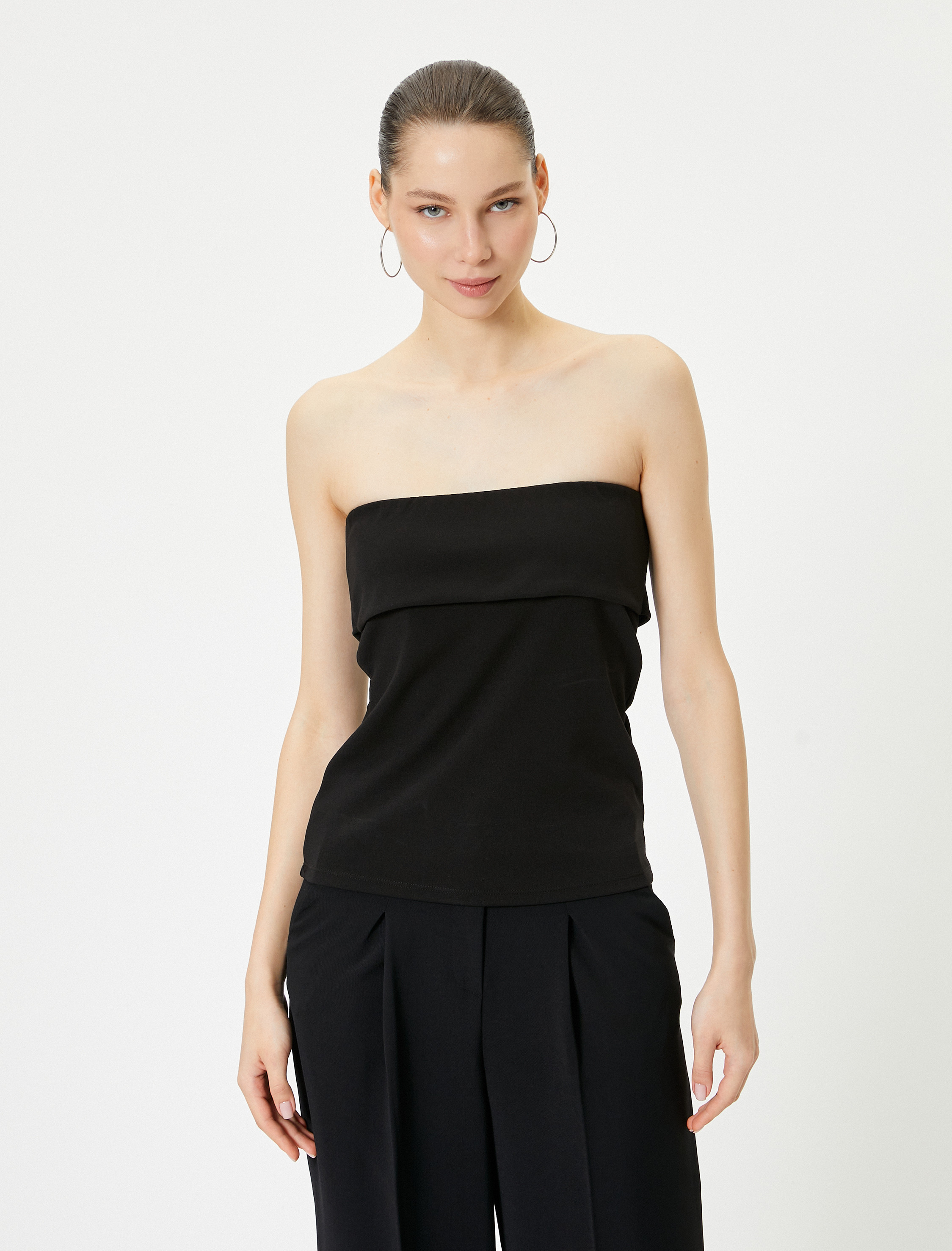   Straplez Atlet Kat Detaylı Krep Scuba Kumaş Slim Fit