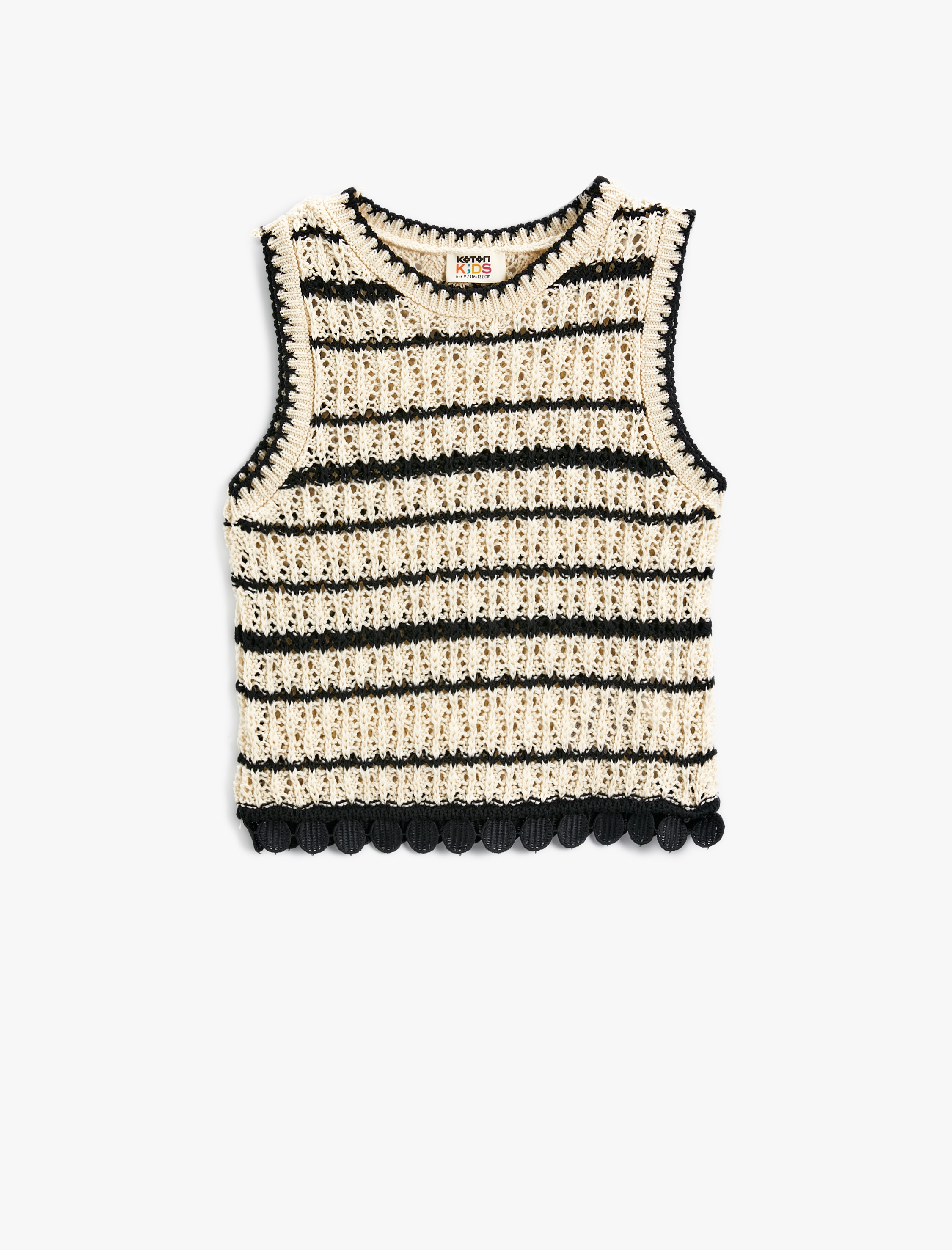 Koton Crop Örgü Süveter Yuvarlak Yaka Kolsuz -1