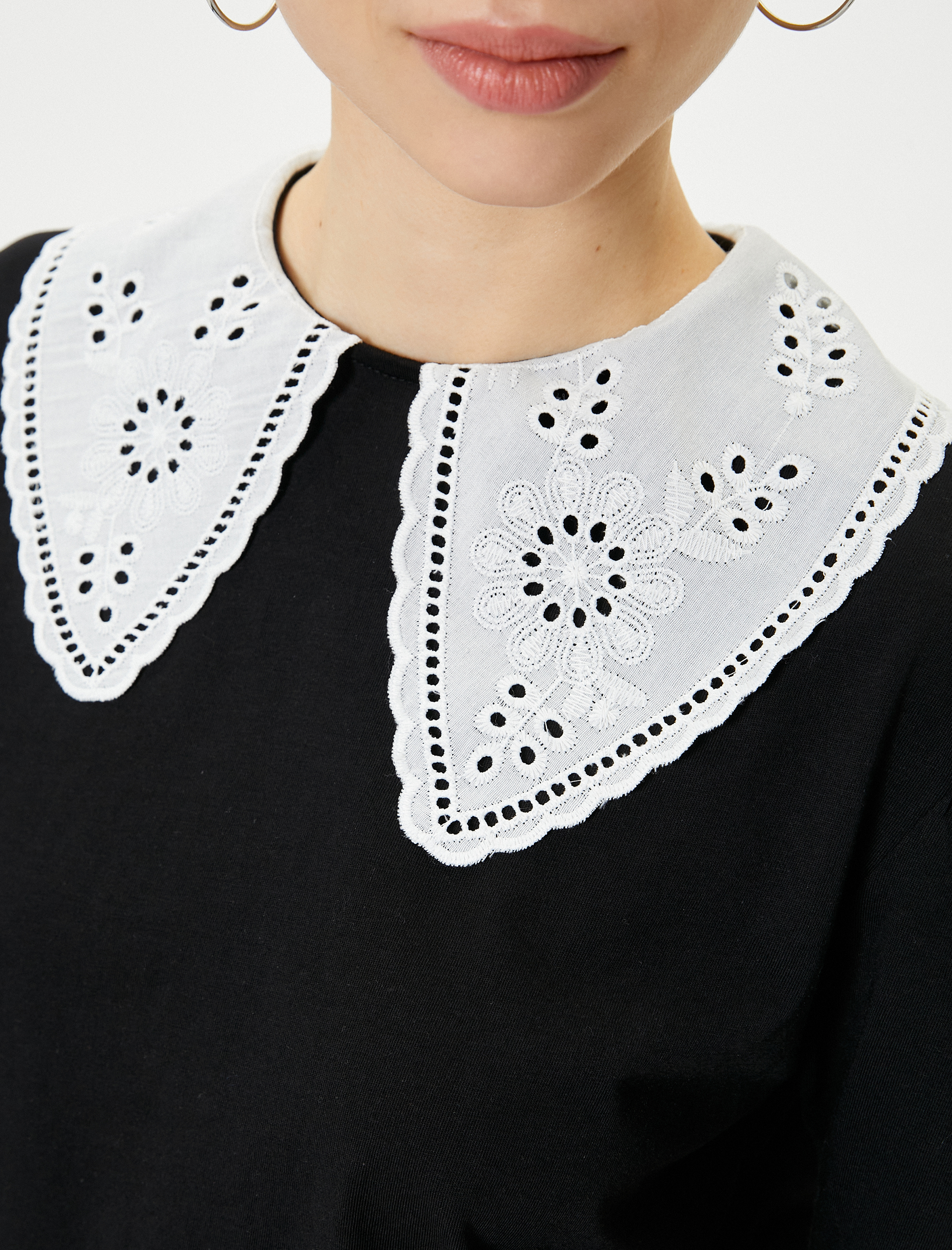   Fistolu Bebe Yaka Tişört Kısa Kollu Pamuklu