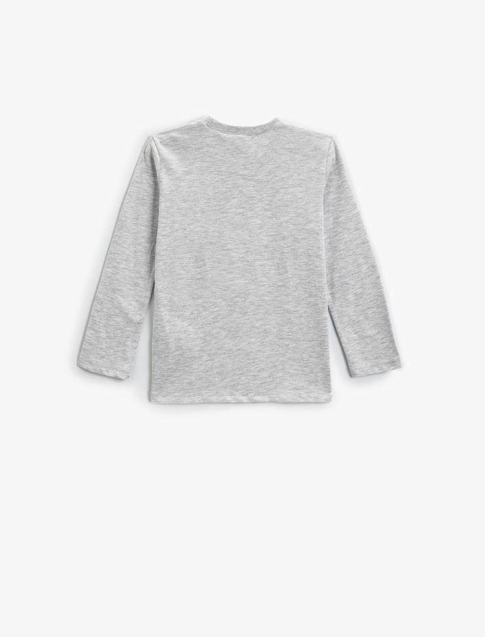 Erkek Bebek Tişört Uzay Temalı Uzun Kollu Bisiklet Yaka