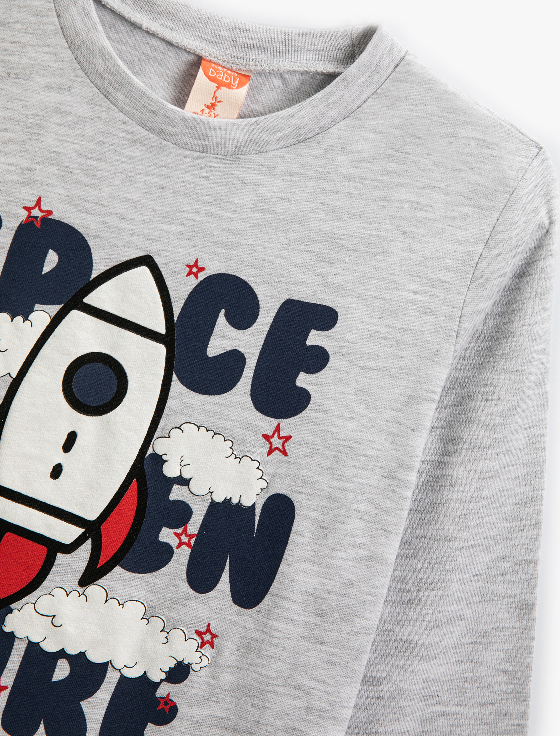  Erkek Bebek Tişört Uzay Temalı Uzun Kollu Bisiklet Yaka