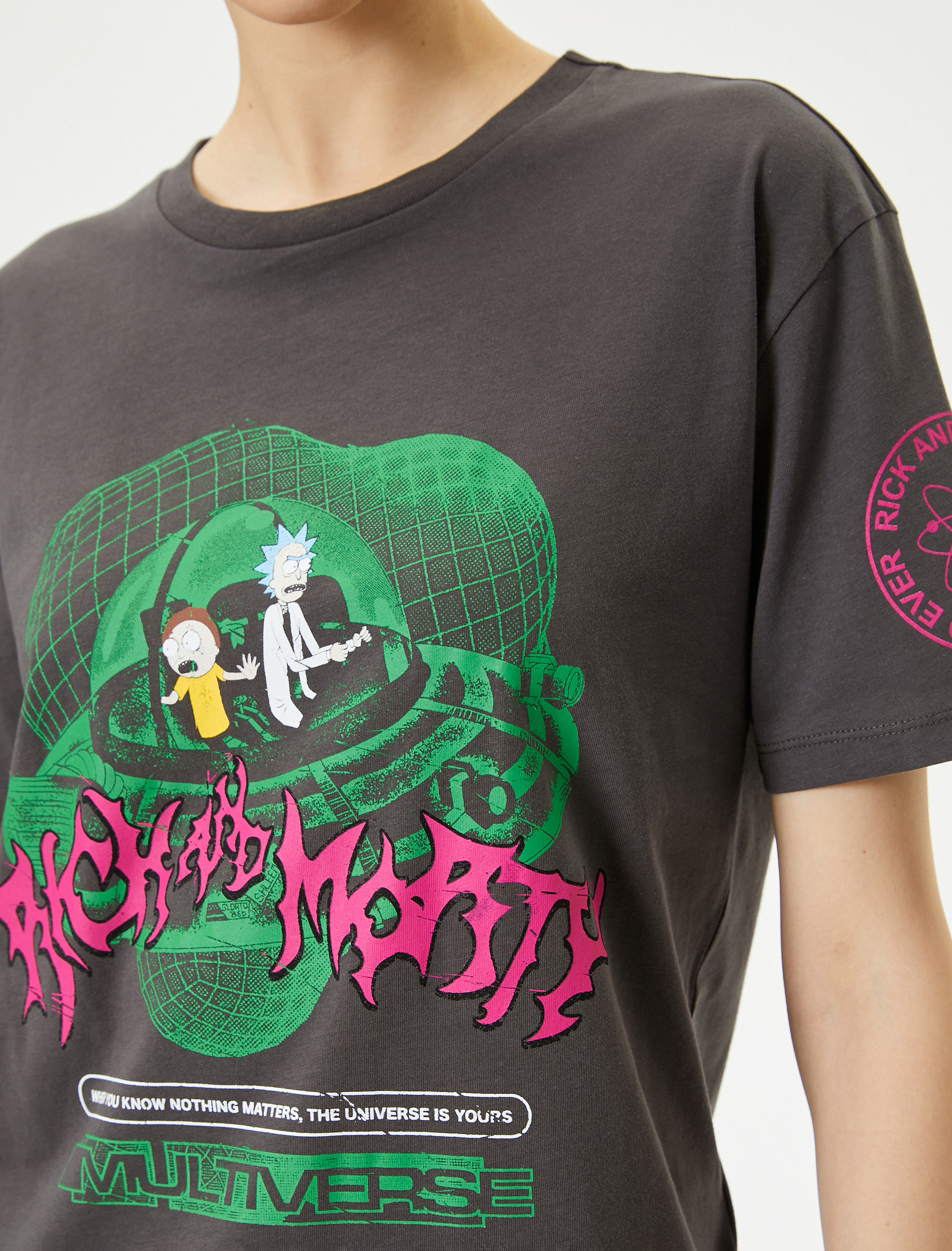 Rick and Morty Tişört Lisanslı Kısa Kollu Bisiklet Yaka Rahat Kalıp