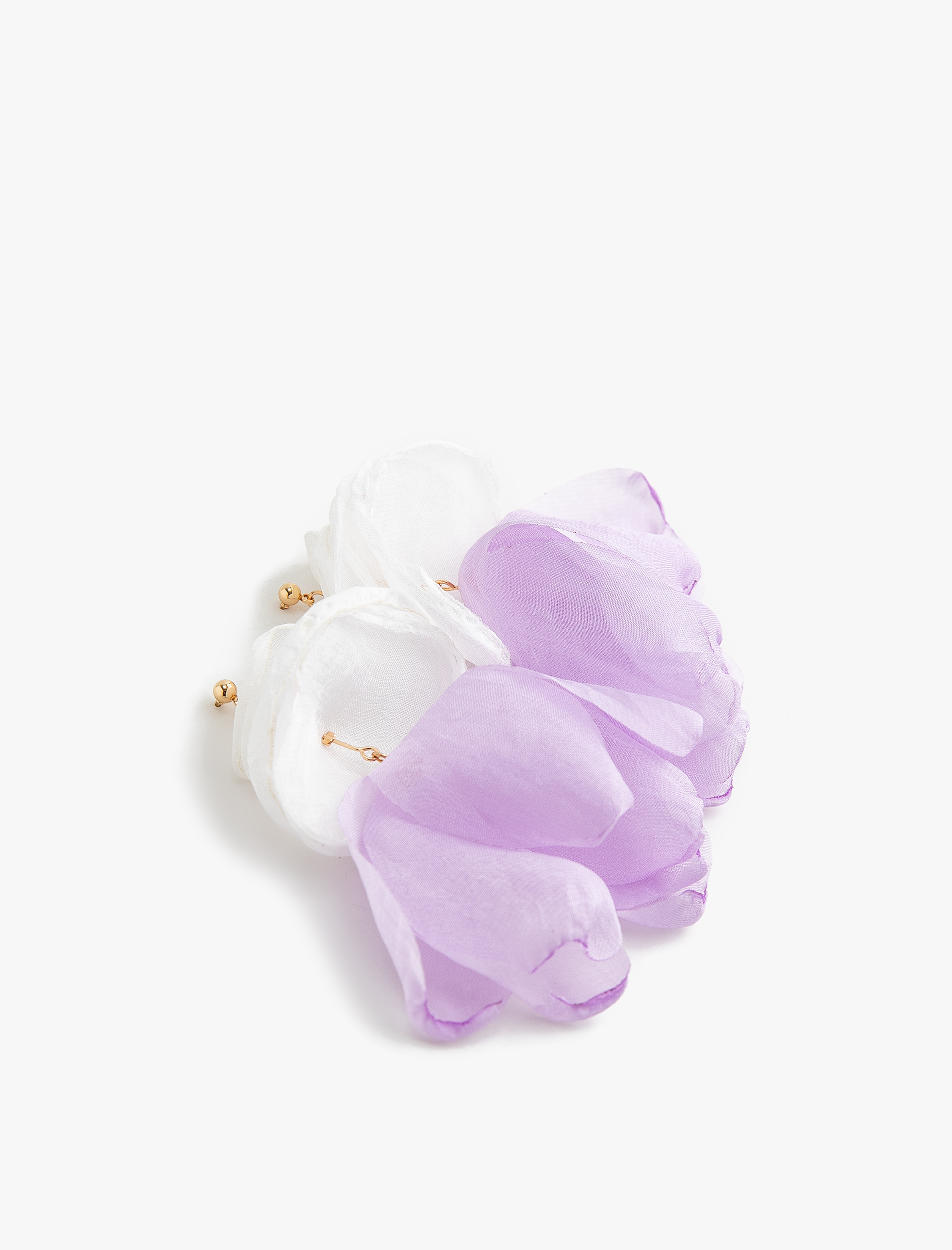  Kadın Çiçekli Tül Küpe Büyük Boy