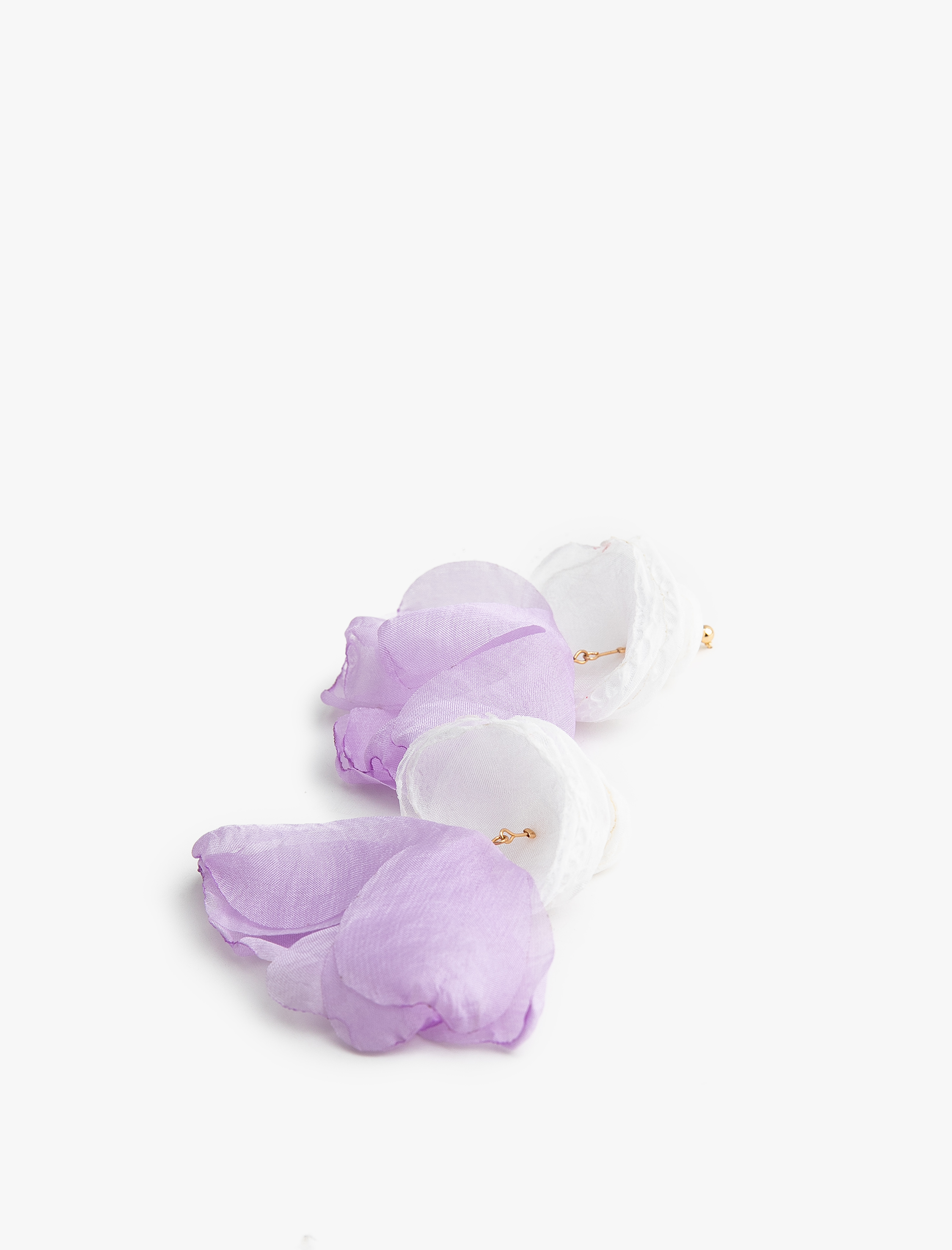  Kadın Çiçekli Tül Küpe Büyük Boy