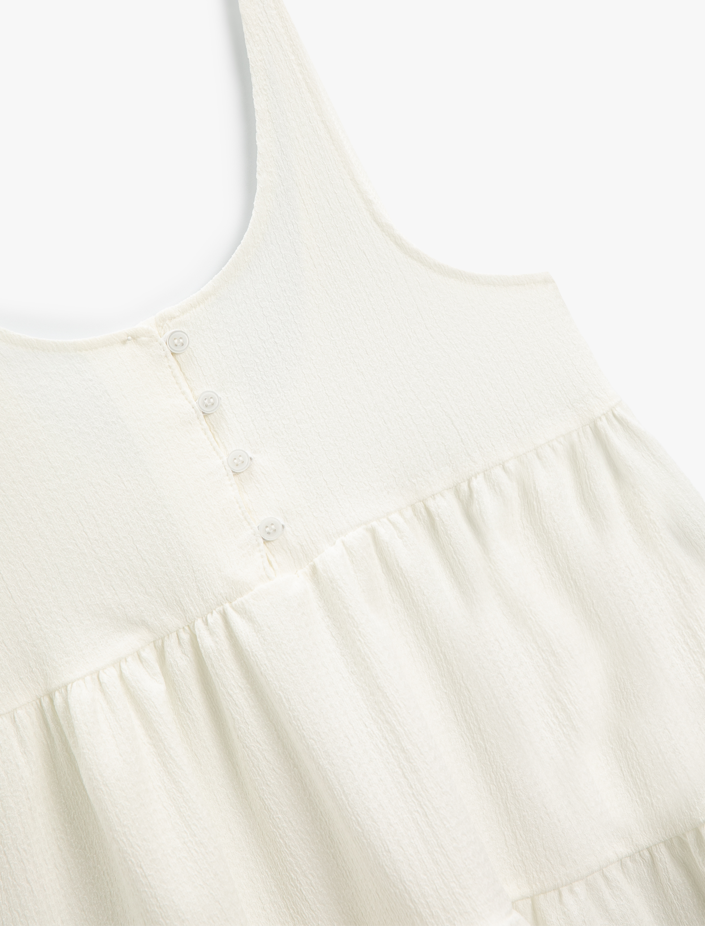  Kız Çocuk Askılı Tulum Yuvarlak Yaka Dokulu Düğme Detaylı