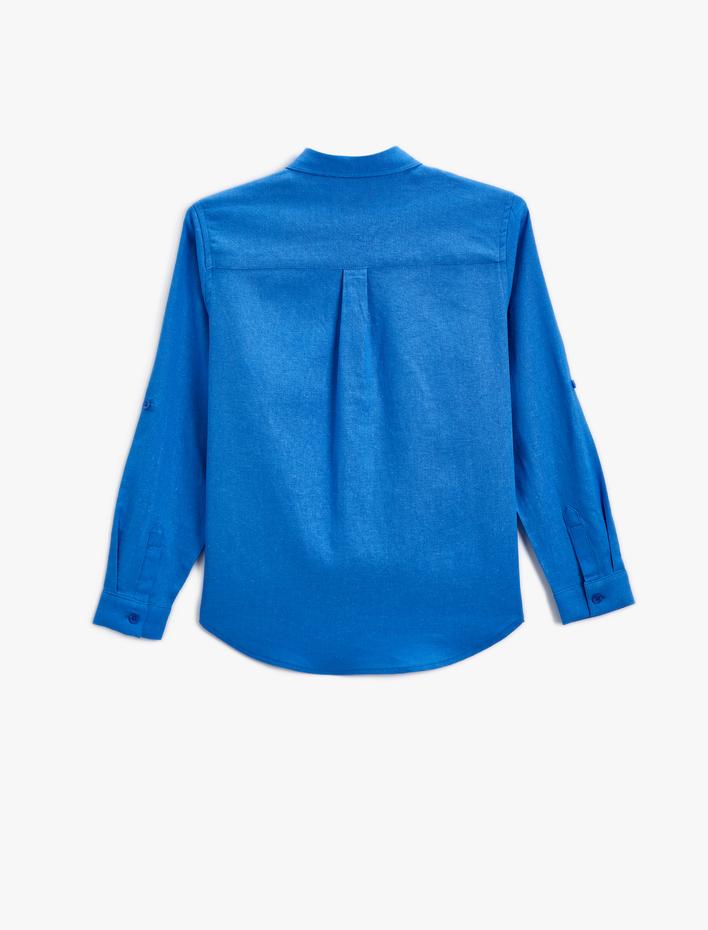 Erkek Çocuk Basic Gömlek Keten Karışımlı Uzun Kollu