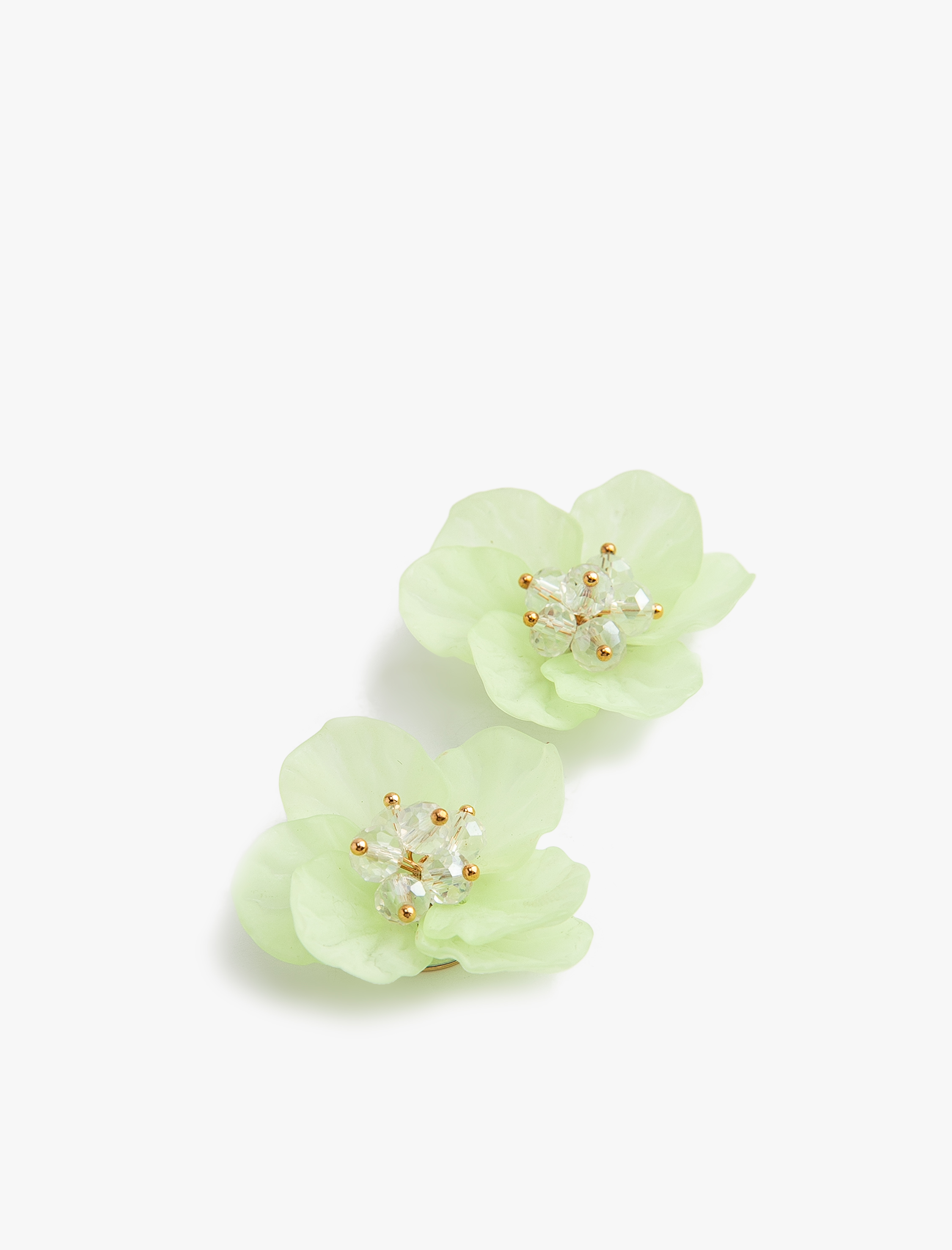  Kadın Çiçekli Küpe Taşlı Plastik