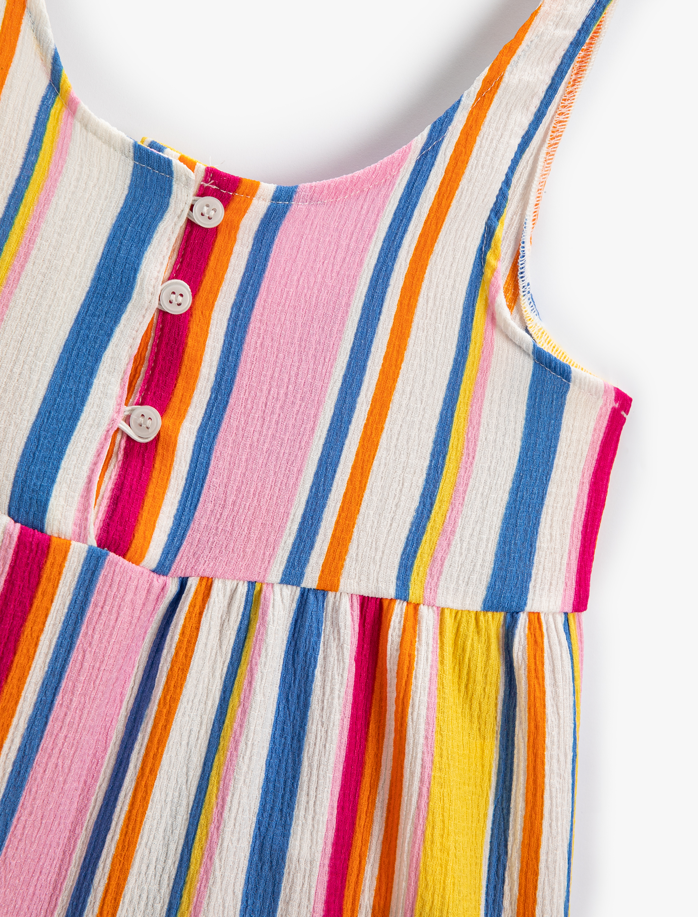 Kız Çocuk Askılı Kısa Tulum Düğme Detaylı