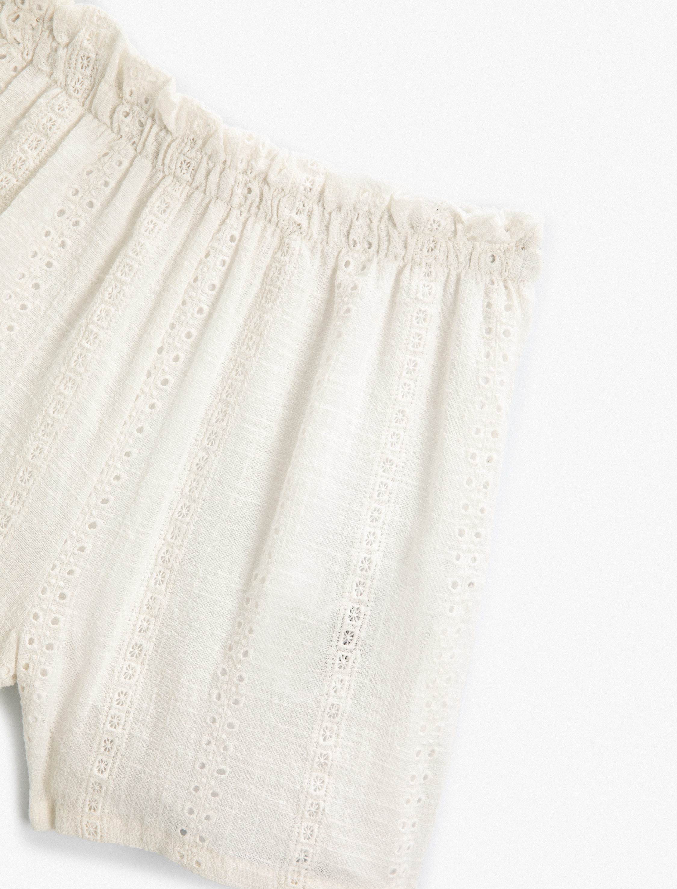  Kız Çocuk Şort Fistolu Beli Lastikli Pamuklu