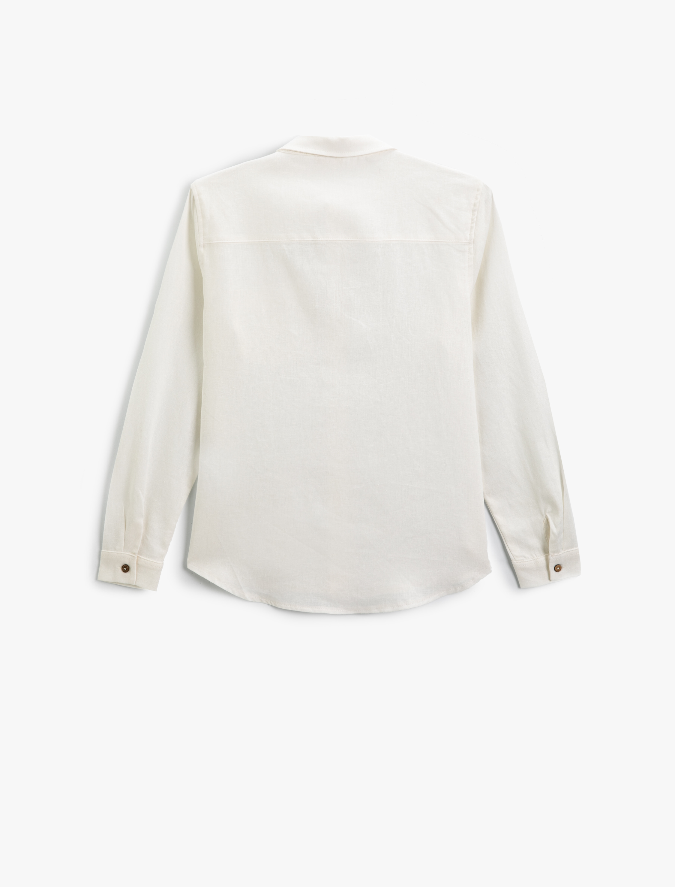  Erkek Çocuk Basic Gömlek Keten Karışımlı Uzun Kollu Tek Cep Detaylı