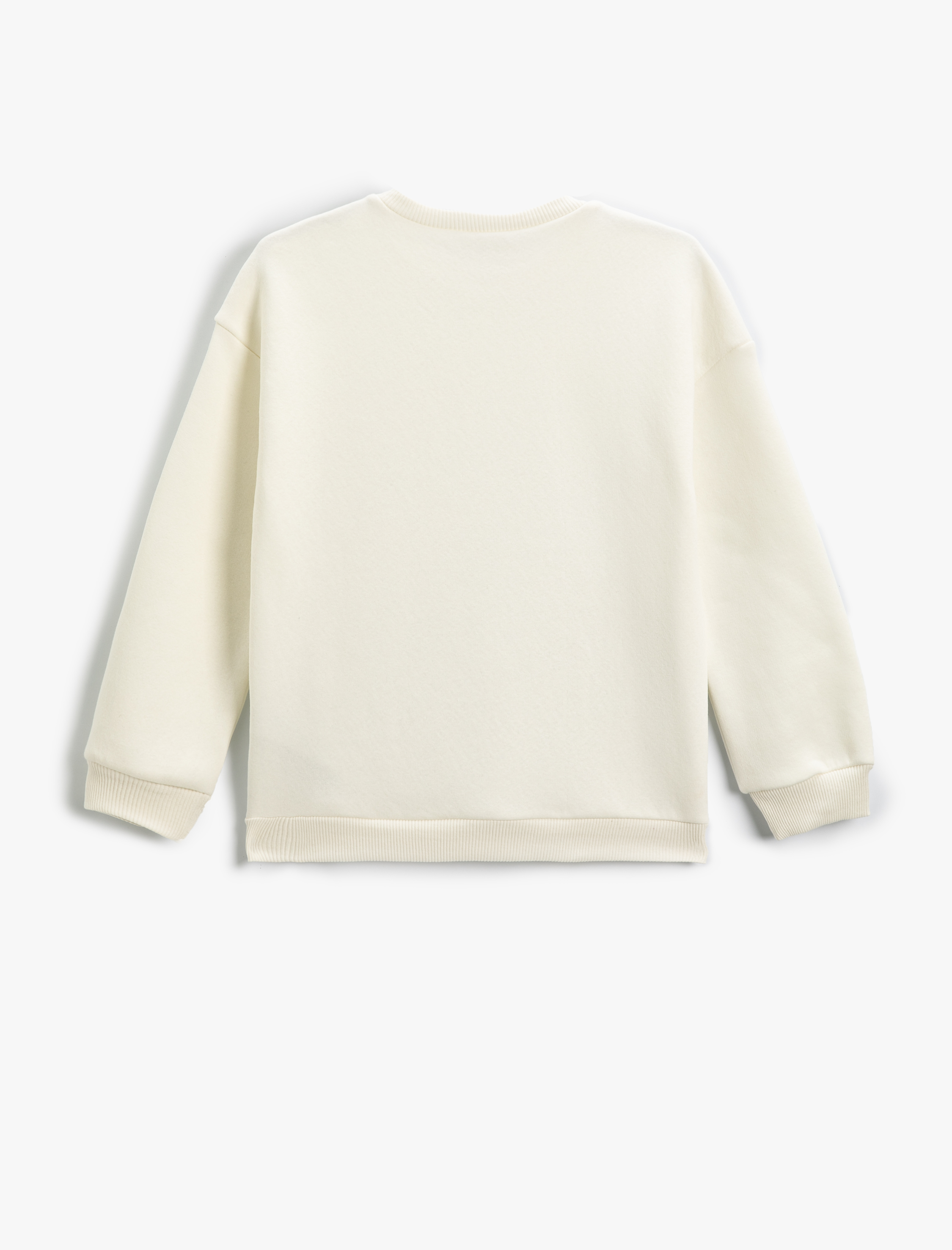  Kız Çocuk Sweatshirt Uzun Kollu Bisiklet Yaka Parlak Baskılı Slogan Temalı Şardonlu