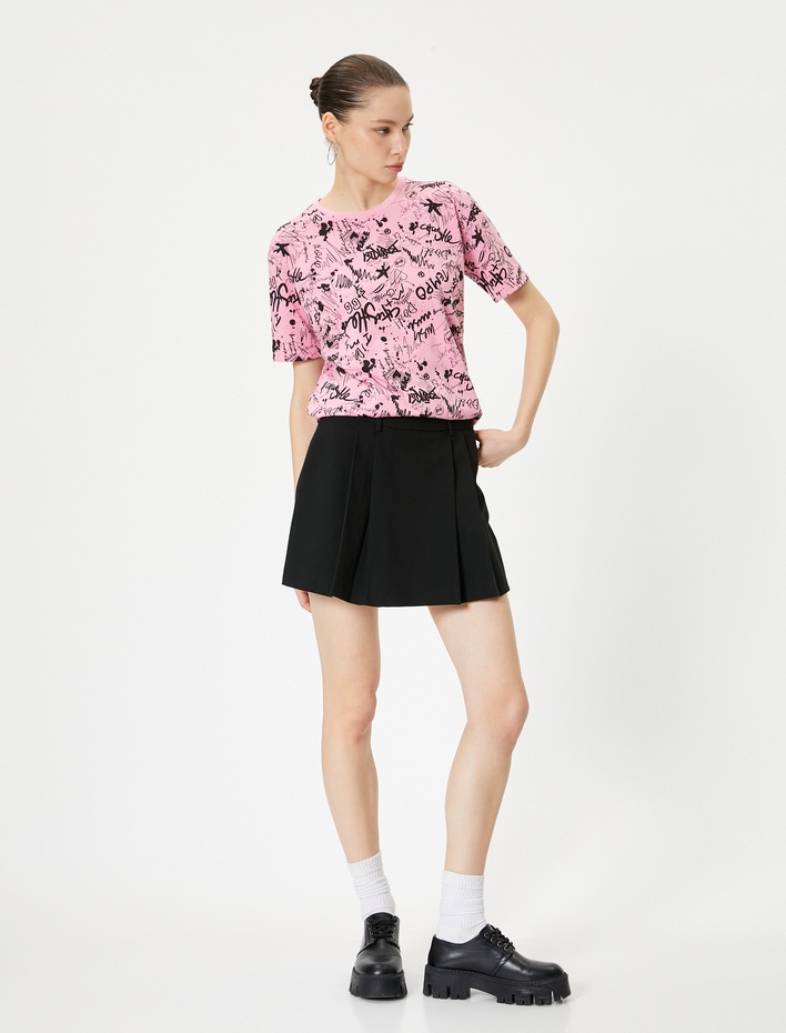  Baskılı Tişört Kısa Kollu Bisiklet Yaka Rahat Kalıp