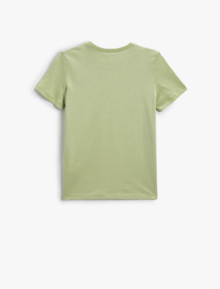 Erkek Çocuk Tişört Timsah Baskılı Kısa Kollu Bisiklet Yaka Pamuklu