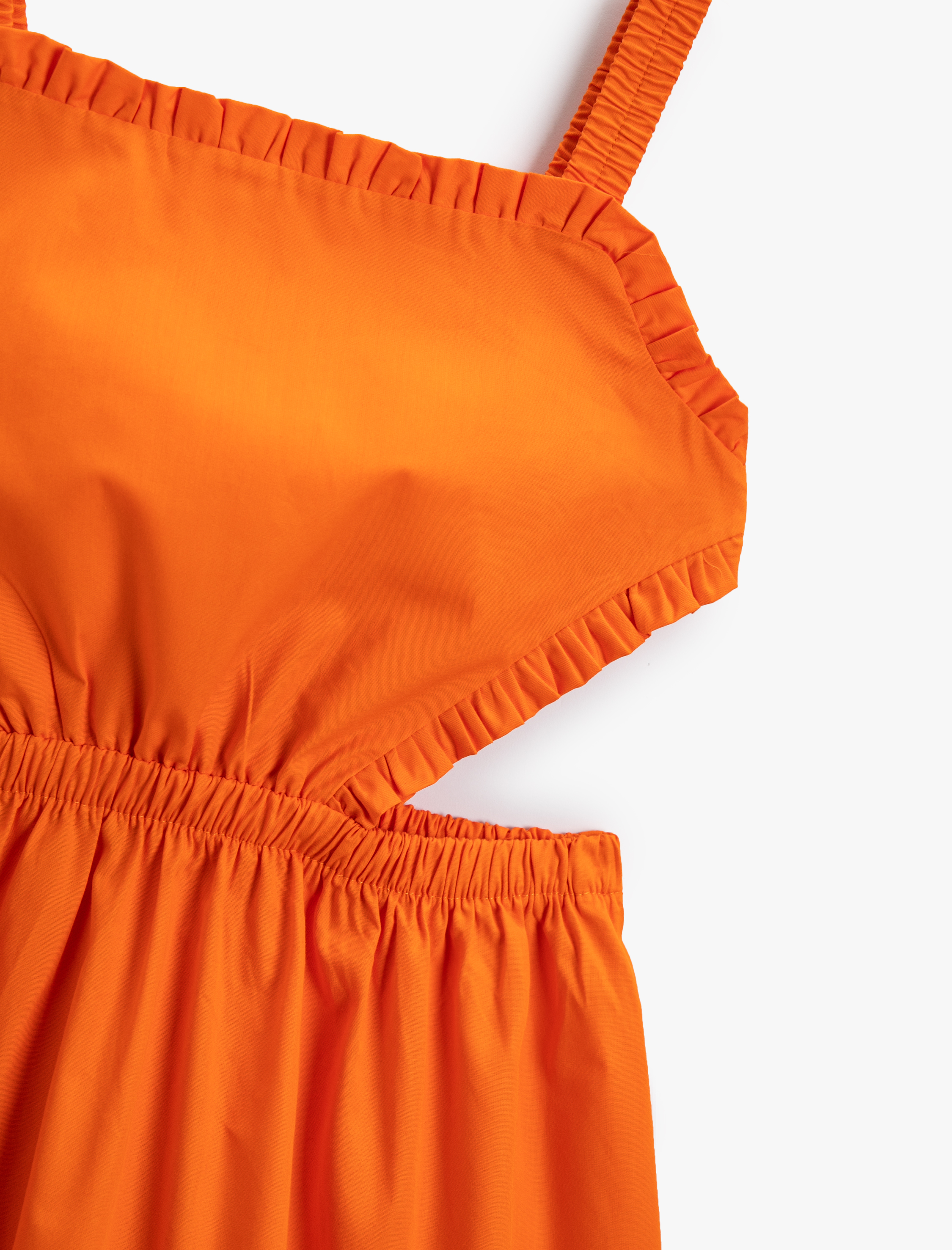  Kız Çocuk Parti Elbisesi Pencere Detaylı Fırfırlı Pamuklu