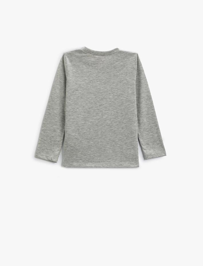 Erkek Bebek Dinozorlu Tişört Uzun Kollu Bisiklet Yaka