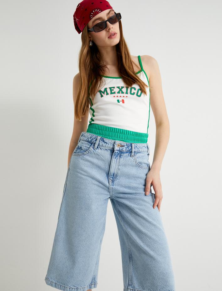  Kot Bermuda Şort Bol Kalıp Düz Paça Cepli