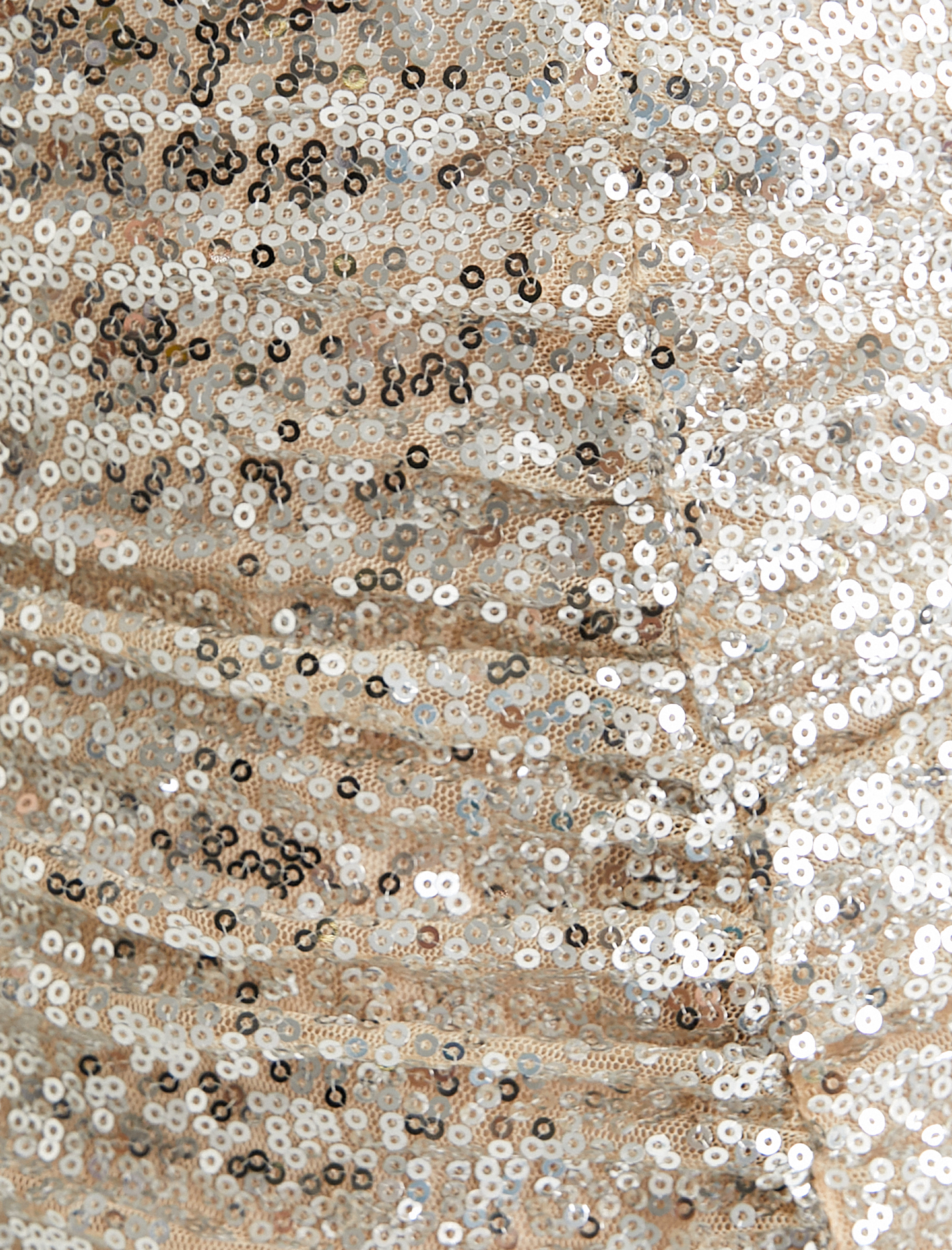   Pullu Payetli Uzun Abiye Elbise Halter Yaka